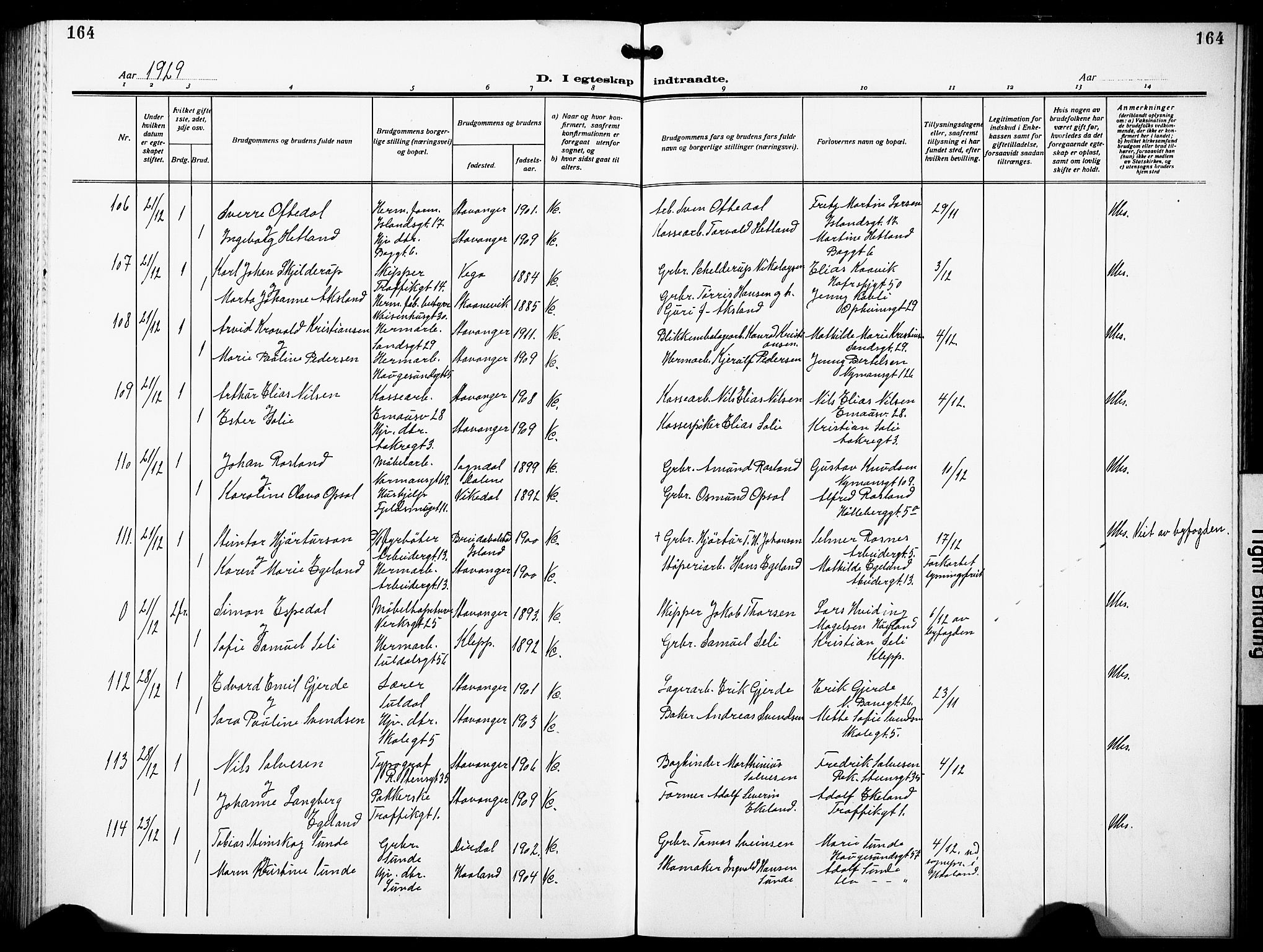 St. Johannes sokneprestkontor, AV/SAST-A-101814/001/30/30BB/L0007: Parish register (copy) no. B 7, 1917-1932, p. 164