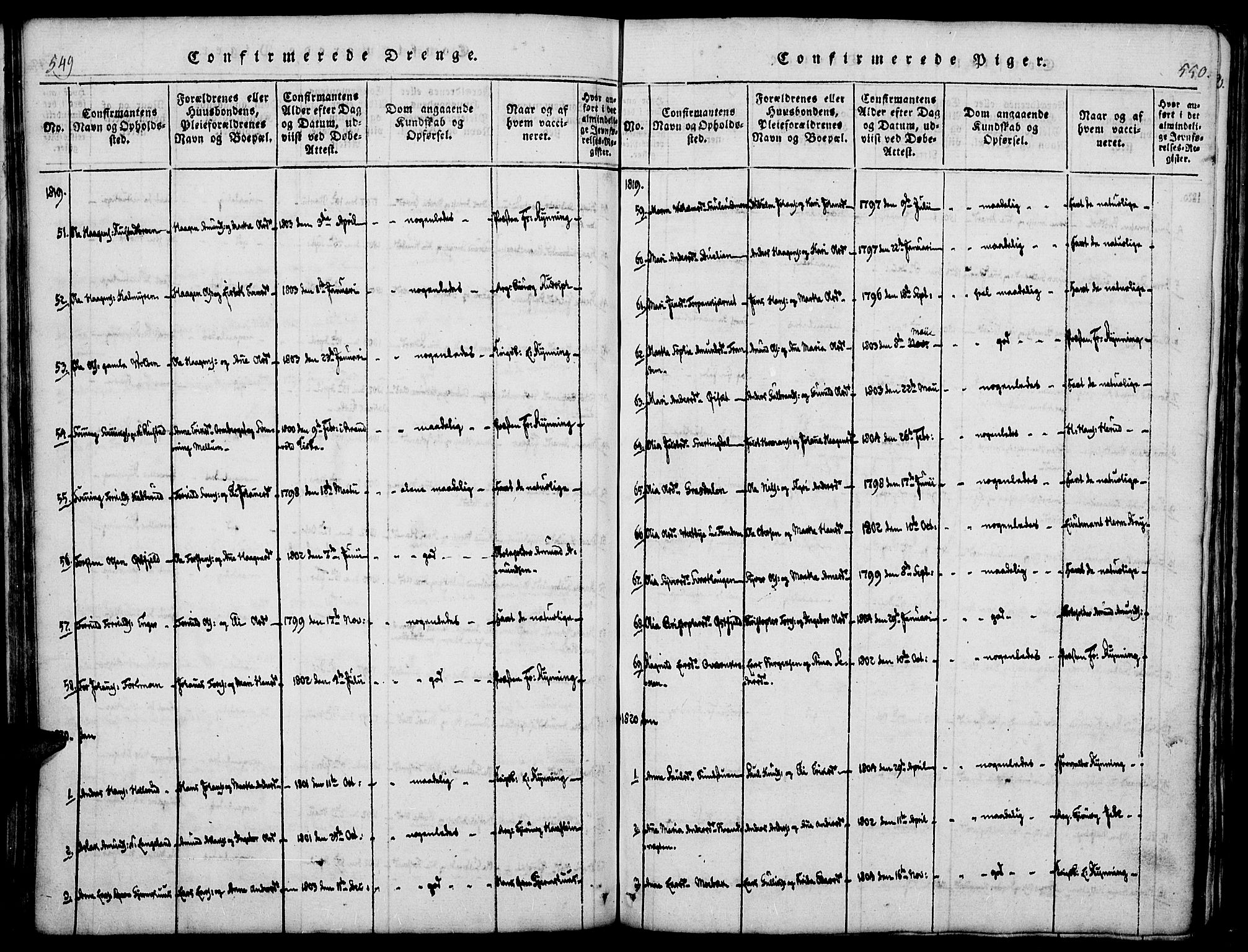 Vinger prestekontor, AV/SAH-PREST-024/H/Ha/Haa/L0006: Parish register (official) no. 6, 1814-1825, p. 549-550