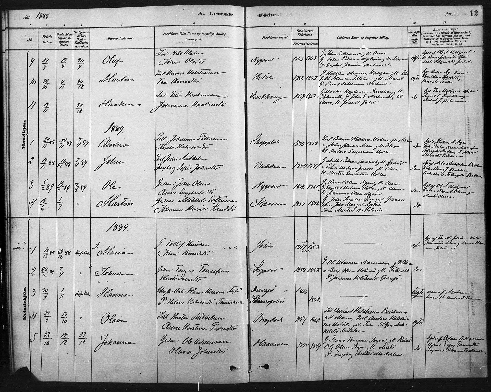 Tolga prestekontor, AV/SAH-PREST-062/K/L0007: Parish register (official) no. 7, 1877-1900, p. 12