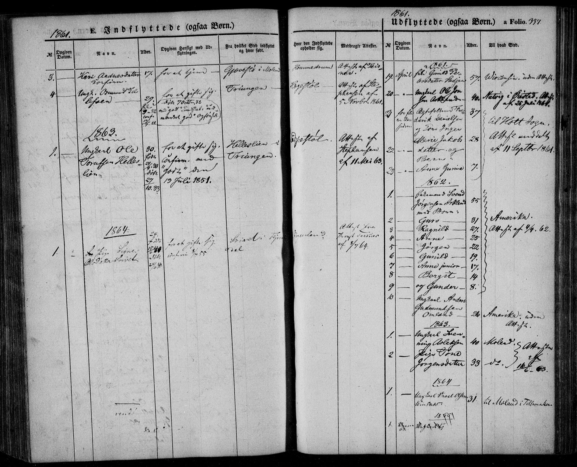 Åmli sokneprestkontor, AV/SAK-1111-0050/F/Fa/Fac/L0008: Parish register (official) no. A 8, 1852-1869, p. 337