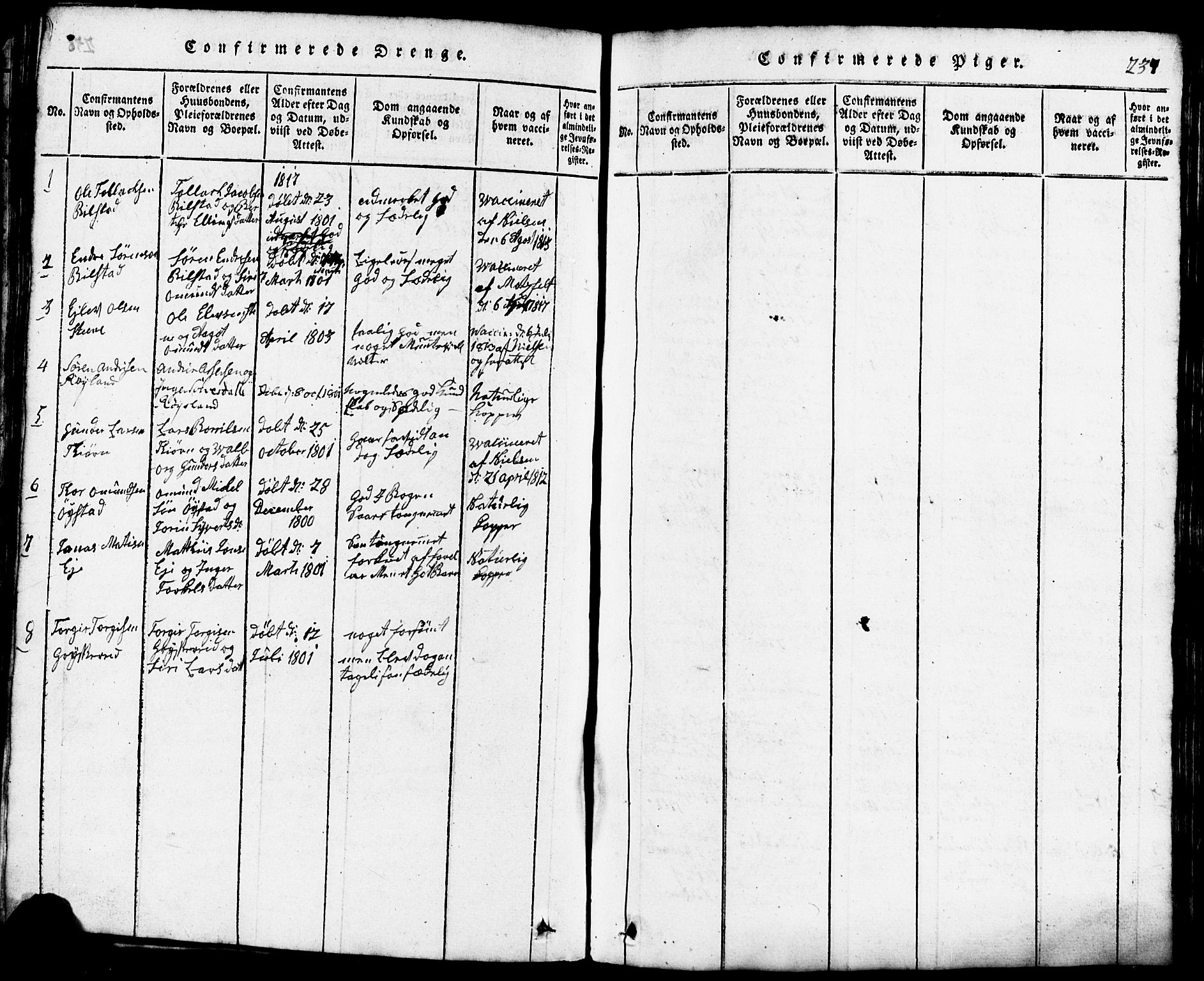 Lund sokneprestkontor, AV/SAST-A-101809/S07/L0001: Parish register (copy) no. B 1, 1815-1853, p. 237