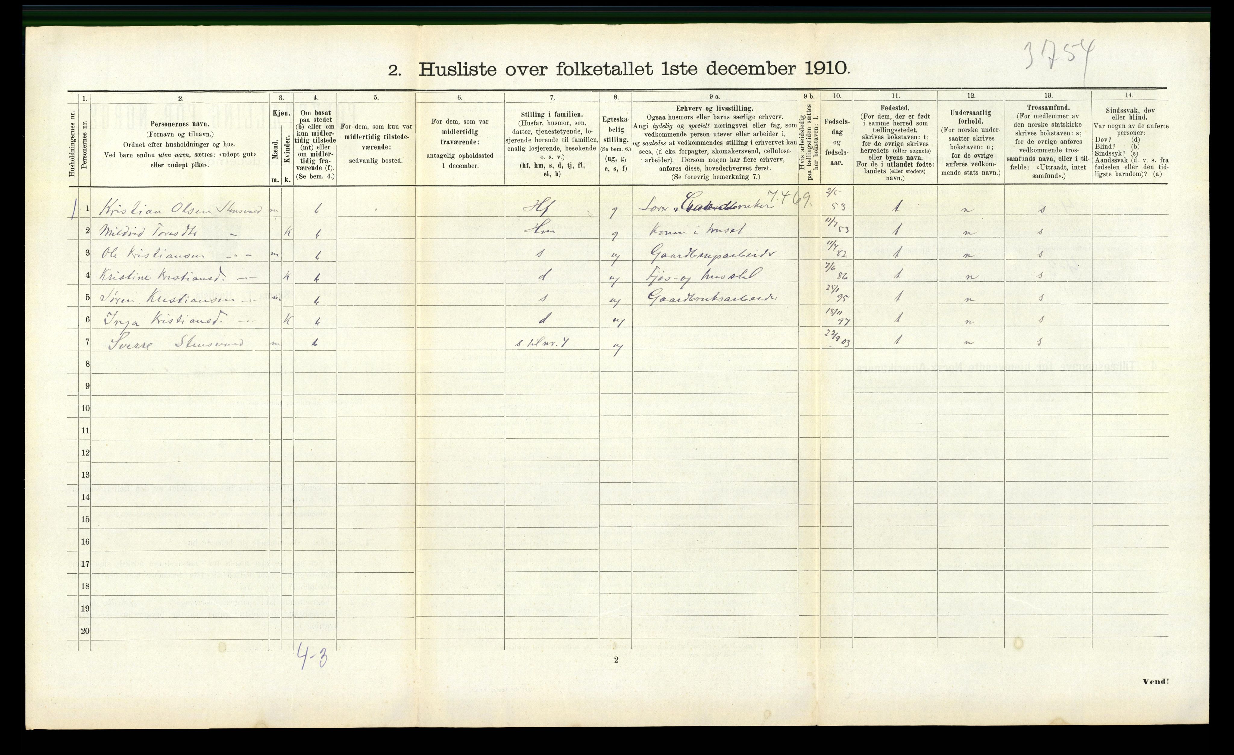 RA, 1910 census for Eresfjord og Vistdal, 1910, p. 154