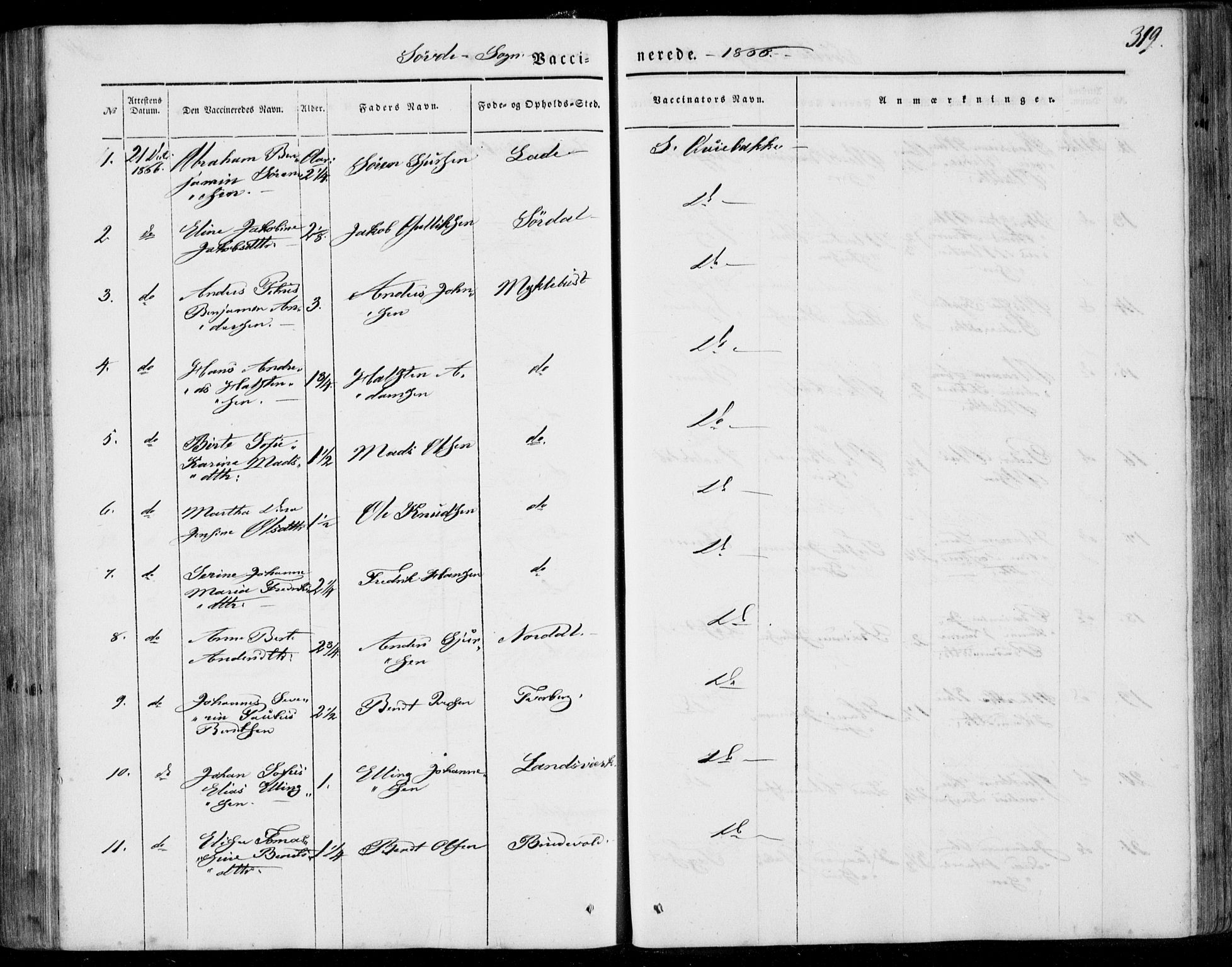 Ministerialprotokoller, klokkerbøker og fødselsregistre - Møre og Romsdal, SAT/A-1454/502/L0023: Parish register (official) no. 502A01, 1844-1873, p. 319