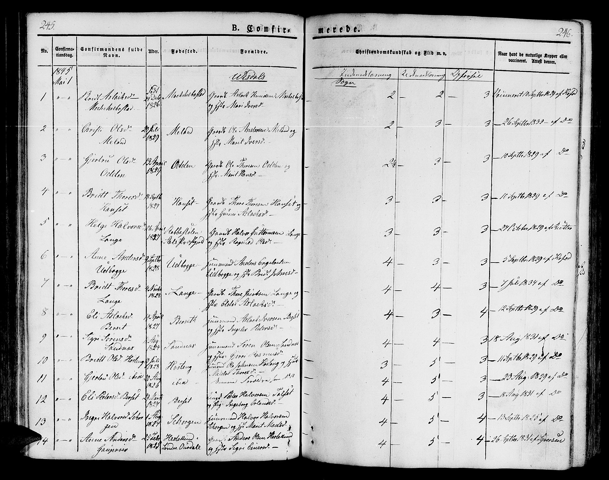 Ministerialprotokoller, klokkerbøker og fødselsregistre - Møre og Romsdal, AV/SAT-A-1454/551/L0624: Parish register (official) no. 551A04, 1831-1845, p. 245-246