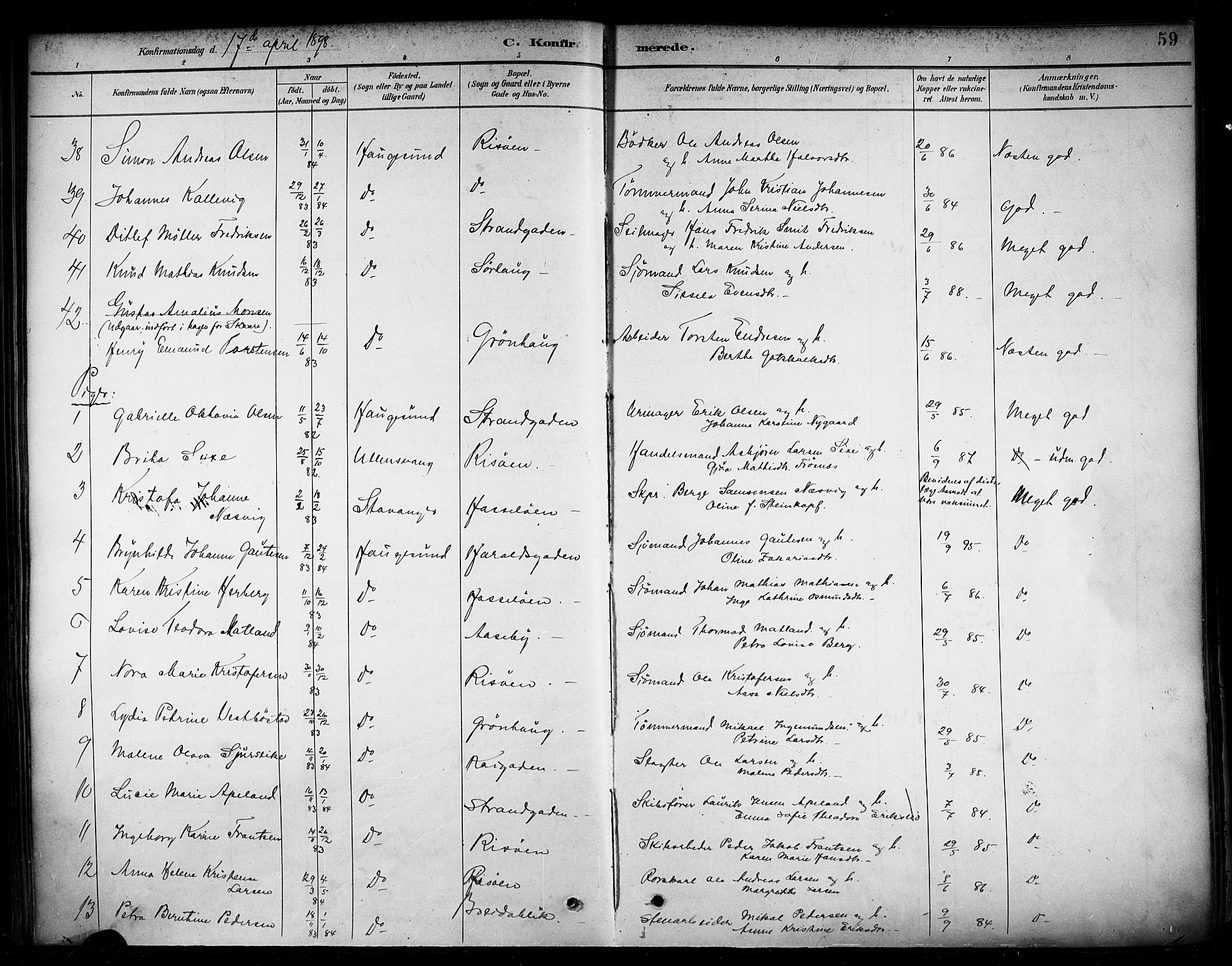 Haugesund sokneprestkontor, AV/SAST-A -101863/H/Ha/Haa/L0005: Parish register (official) no. A 5, 1891-1903, p. 59