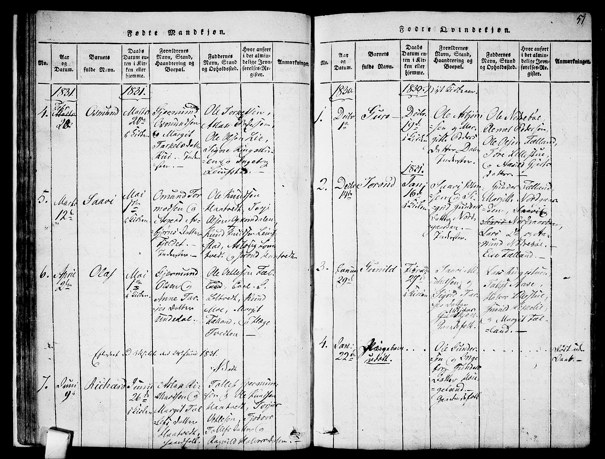 Mo kirkebøker, SAKO/A-286/F/Fa/L0004: Parish register (official) no. I 4, 1814-1844, p. 51