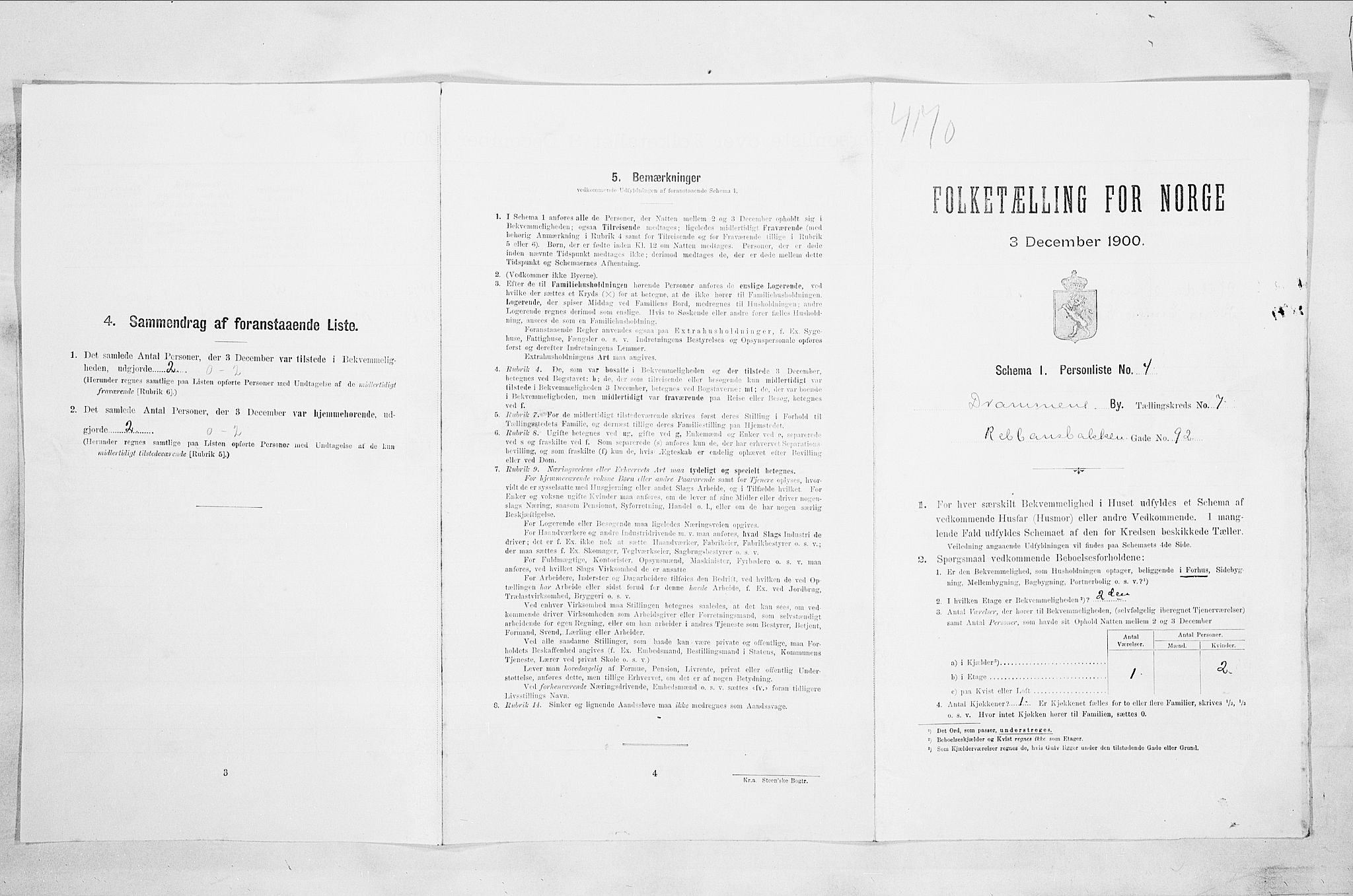 RA, 1900 census for Drammen, 1900, p. 1262
