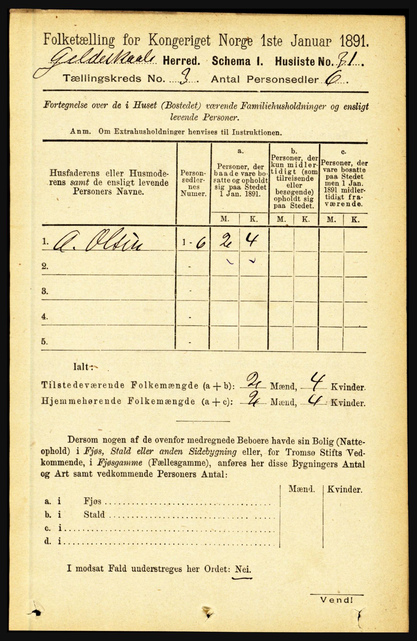 RA, 1891 census for 1838 Gildeskål, 1891, p. 749