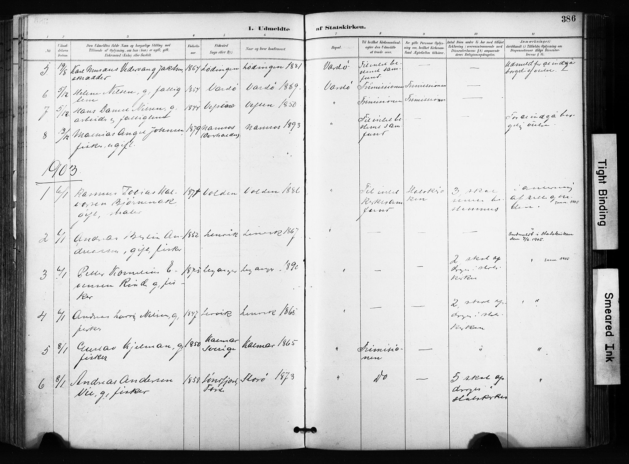 Vardø sokneprestkontor, SATØ/S-1332/H/Ha/L0010kirke: Parish register (official) no. 10, 1895-1907, p. 386