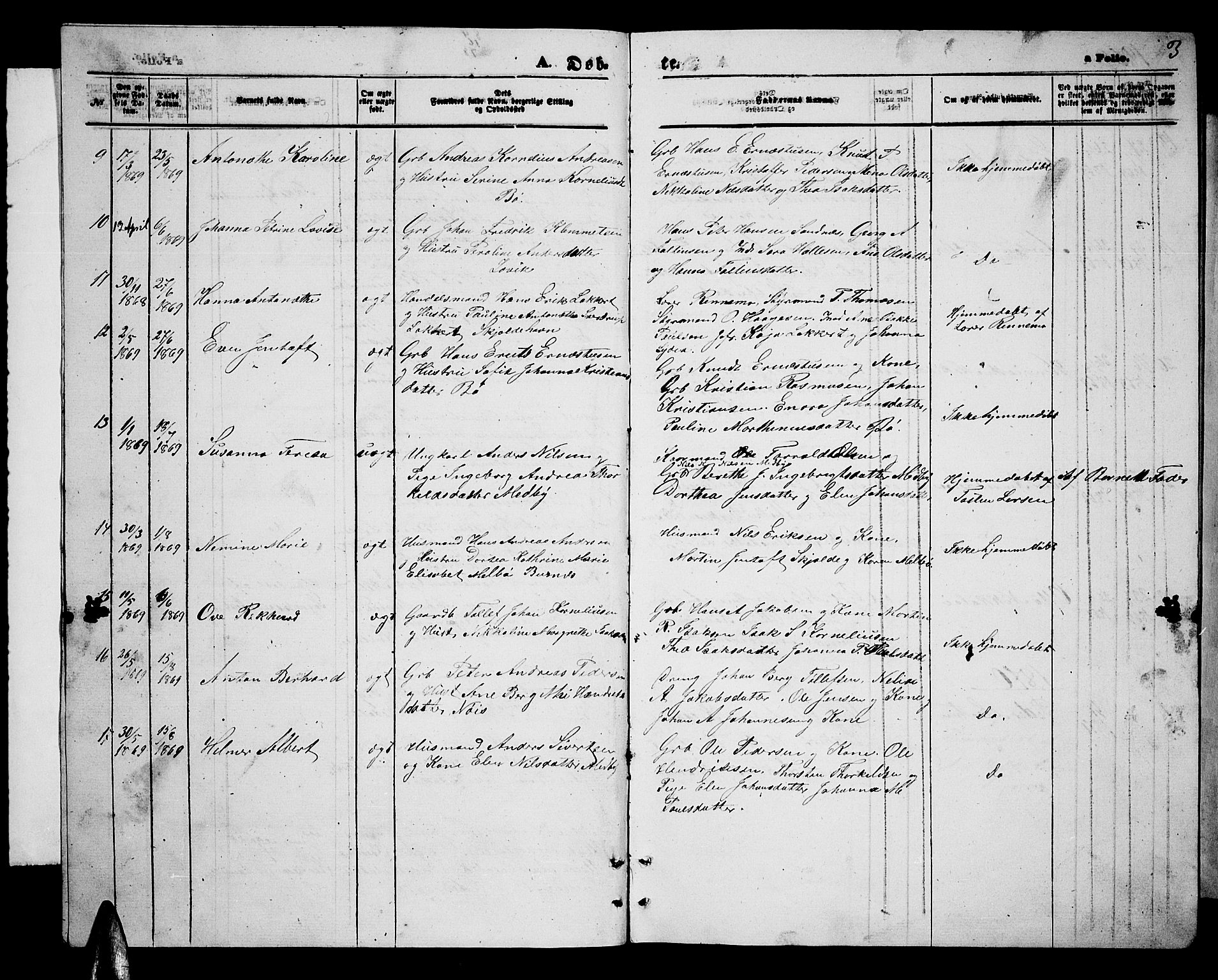 Ministerialprotokoller, klokkerbøker og fødselsregistre - Nordland, SAT/A-1459/898/L1426: Parish register (copy) no. 898C01, 1869-1886, p. 3