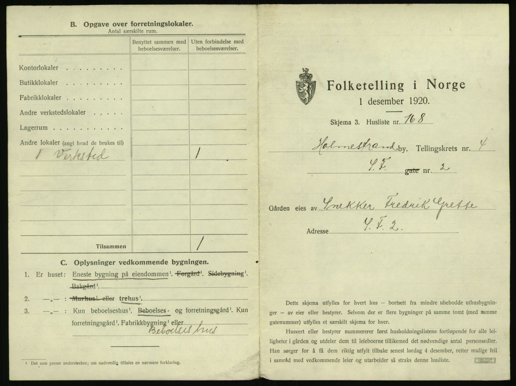 SAKO, 1920 census for Holmestrand, 1920, p. 426