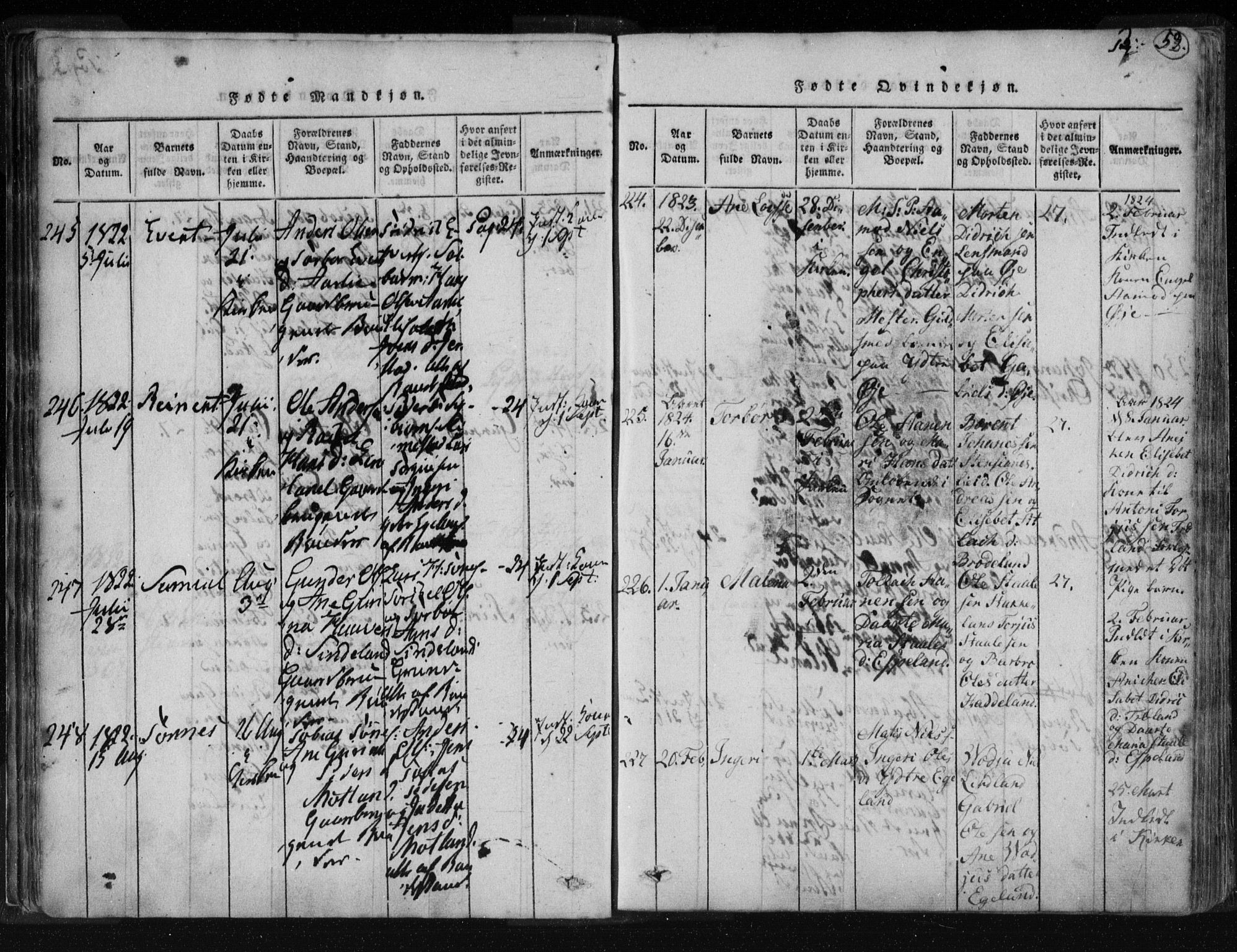 Kvinesdal sokneprestkontor, AV/SAK-1111-0026/F/Fa/Fab/L0003: Parish register (official) no. A 3, 1815-1829, p. 53