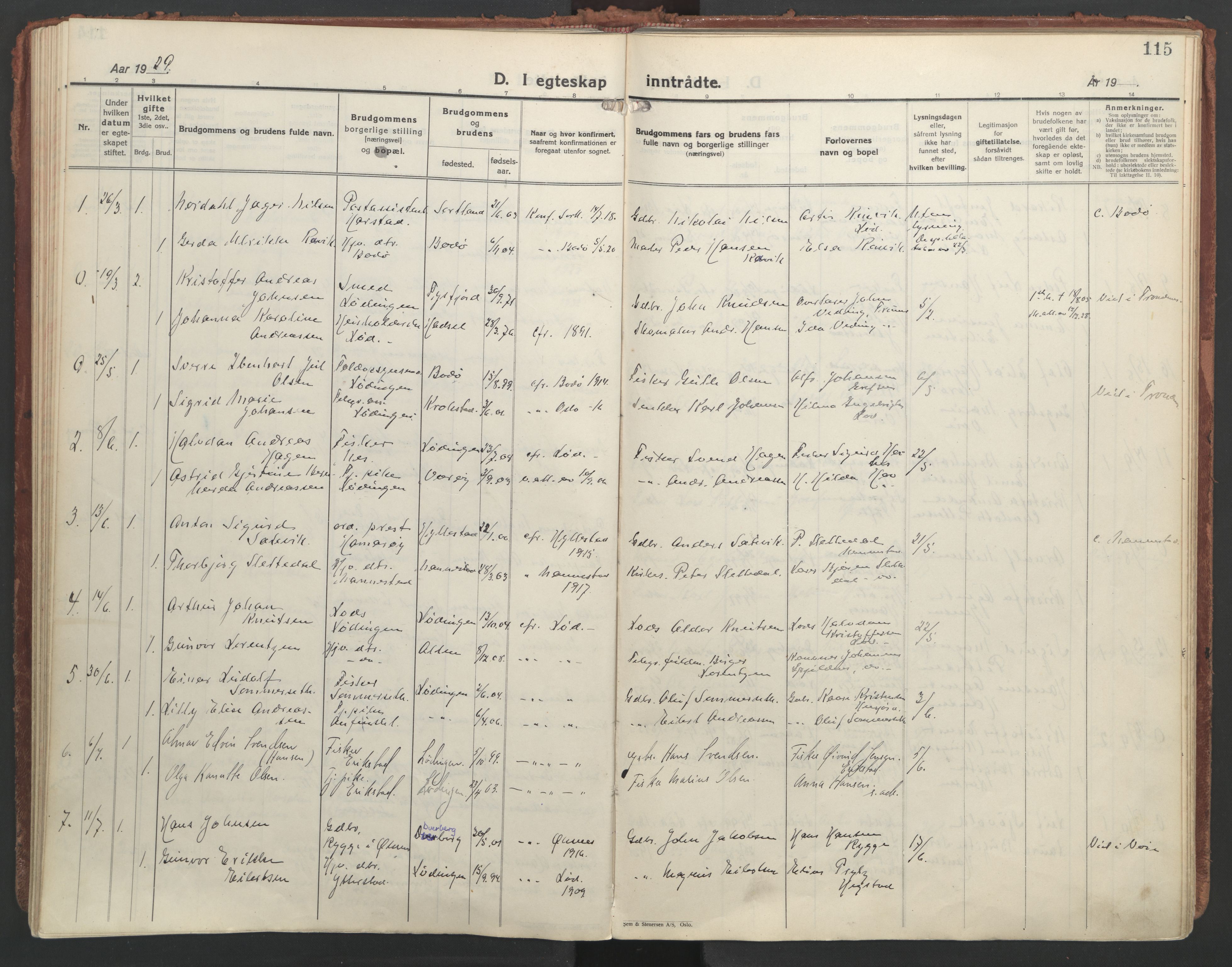 Ministerialprotokoller, klokkerbøker og fødselsregistre - Nordland, AV/SAT-A-1459/872/L1043: Parish register (official) no. 872A18, 1925-1939, p. 115