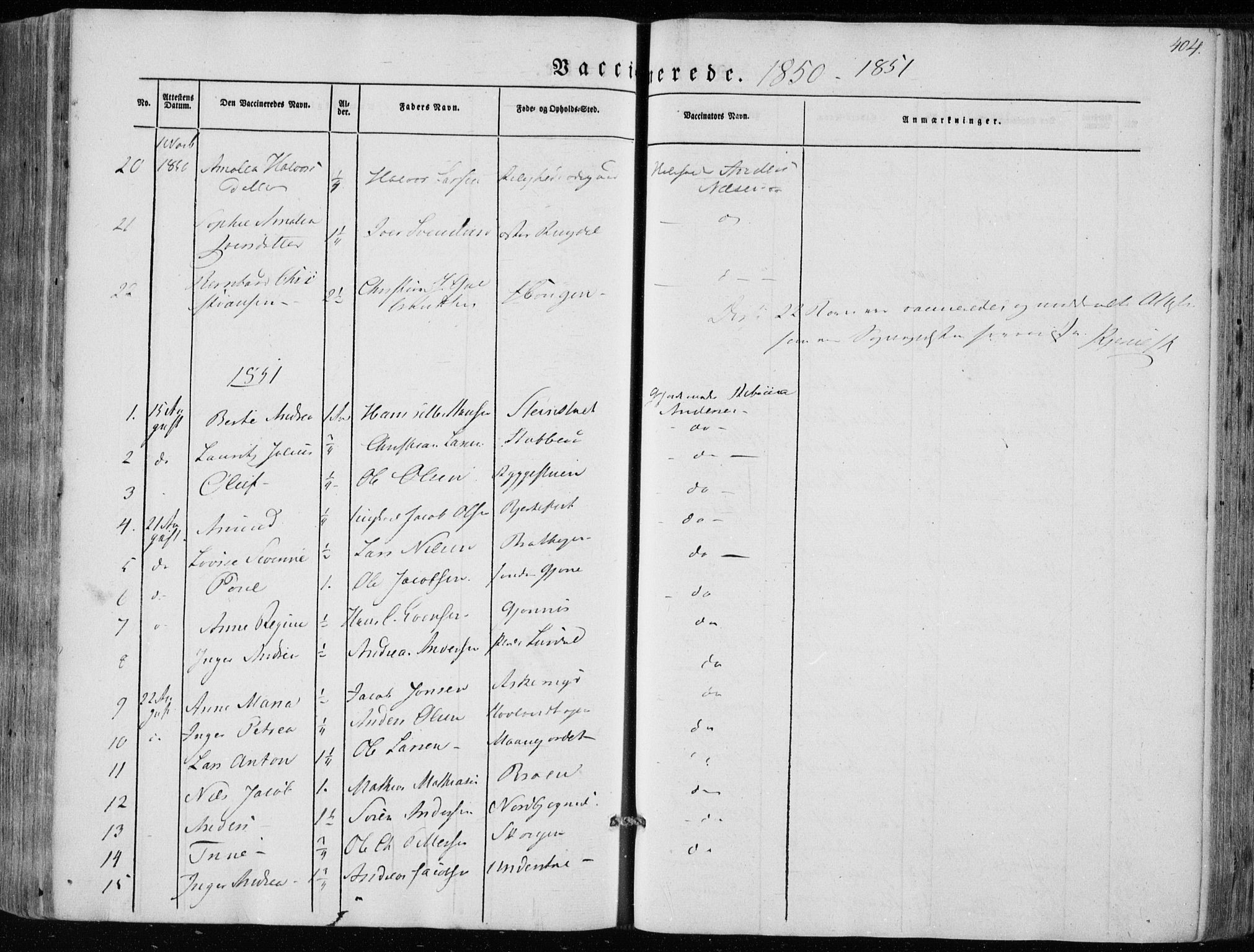 Hedrum kirkebøker, AV/SAKO-A-344/F/Fa/L0006: Parish register (official) no. I 6, 1849-1857, p. 404