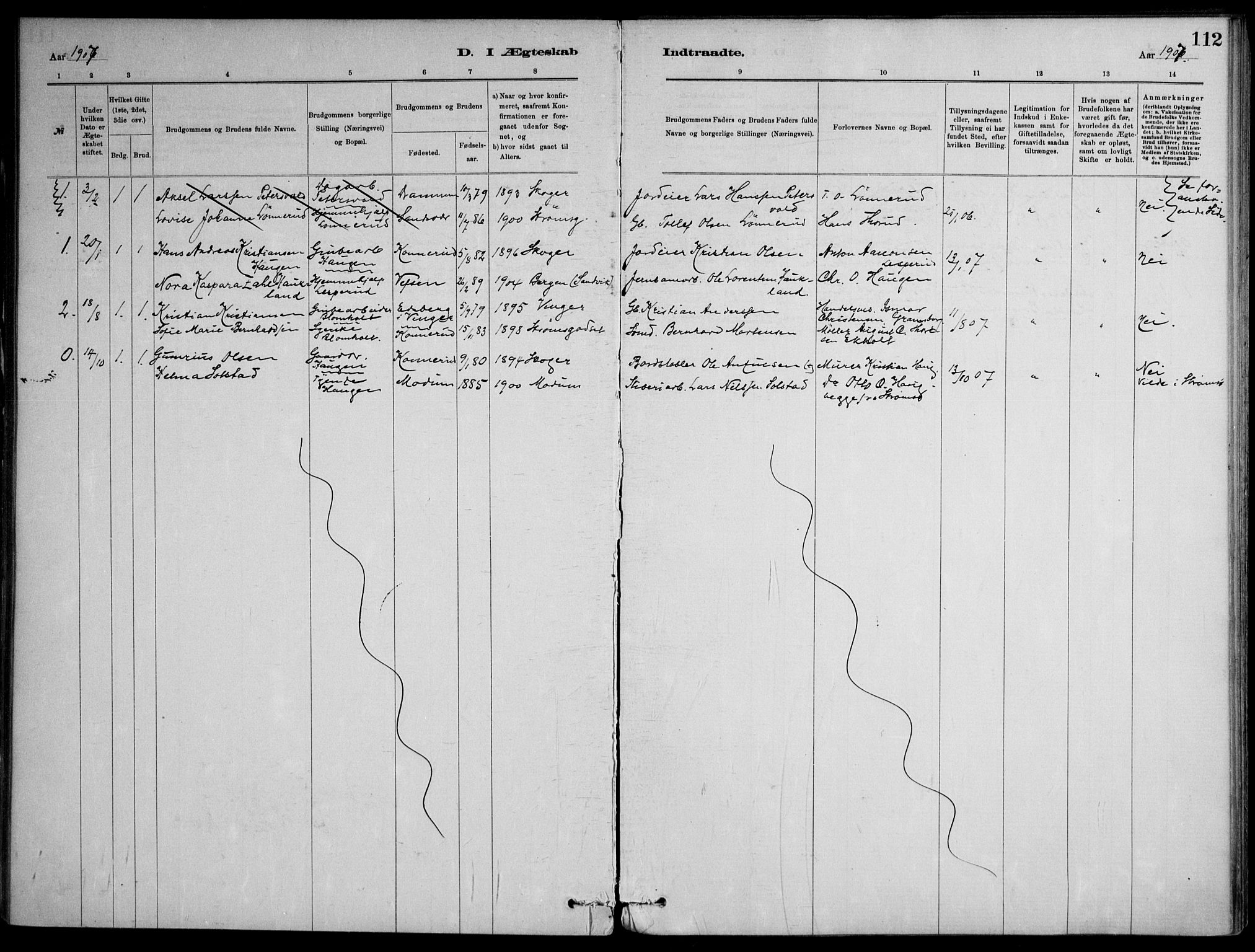 Skoger kirkebøker, AV/SAKO-A-59/F/Fb/L0001: Parish register (official) no. II 1, 1885-1913, p. 112