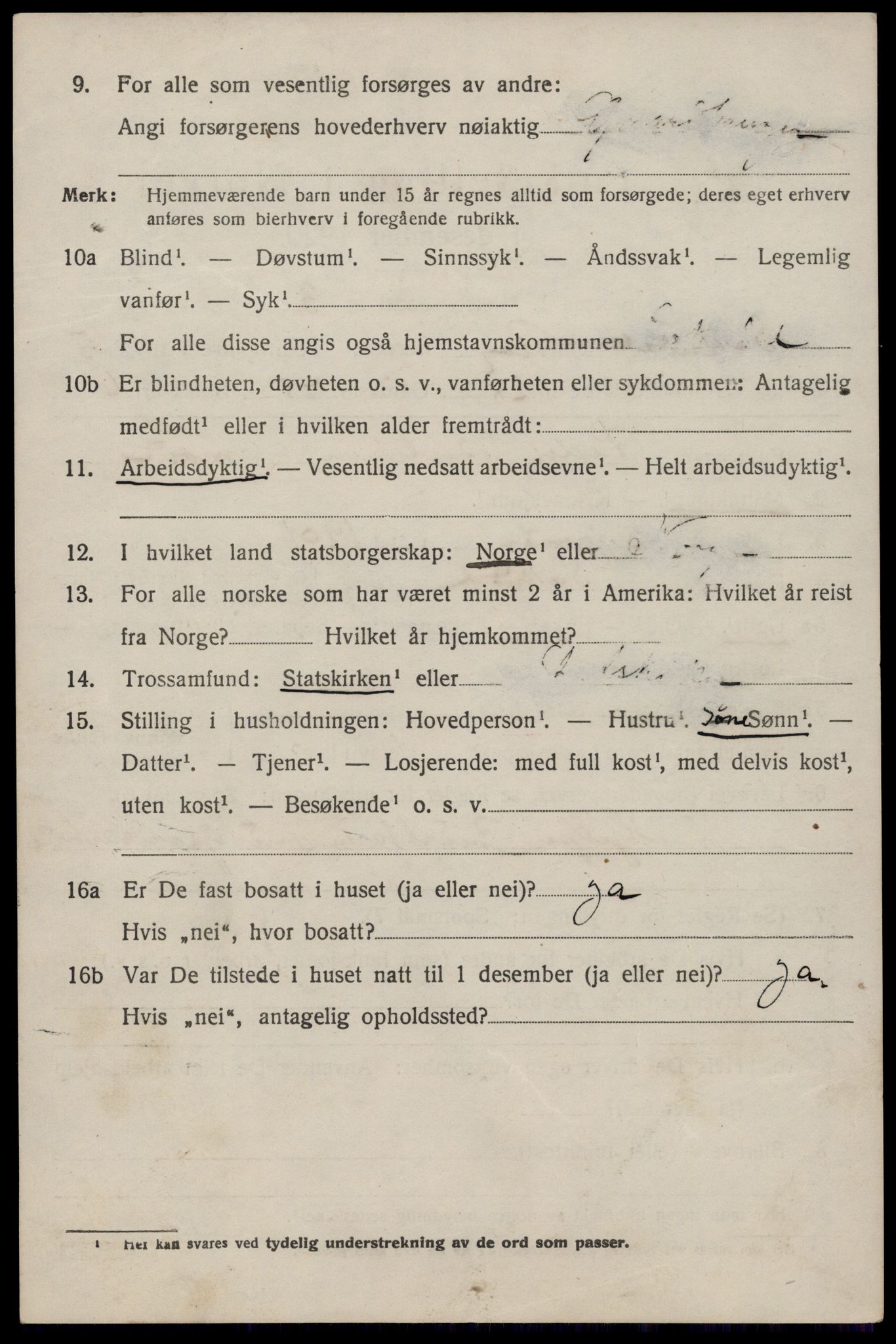 SAST, 1920 census for Sokndal, 1920, p. 3522