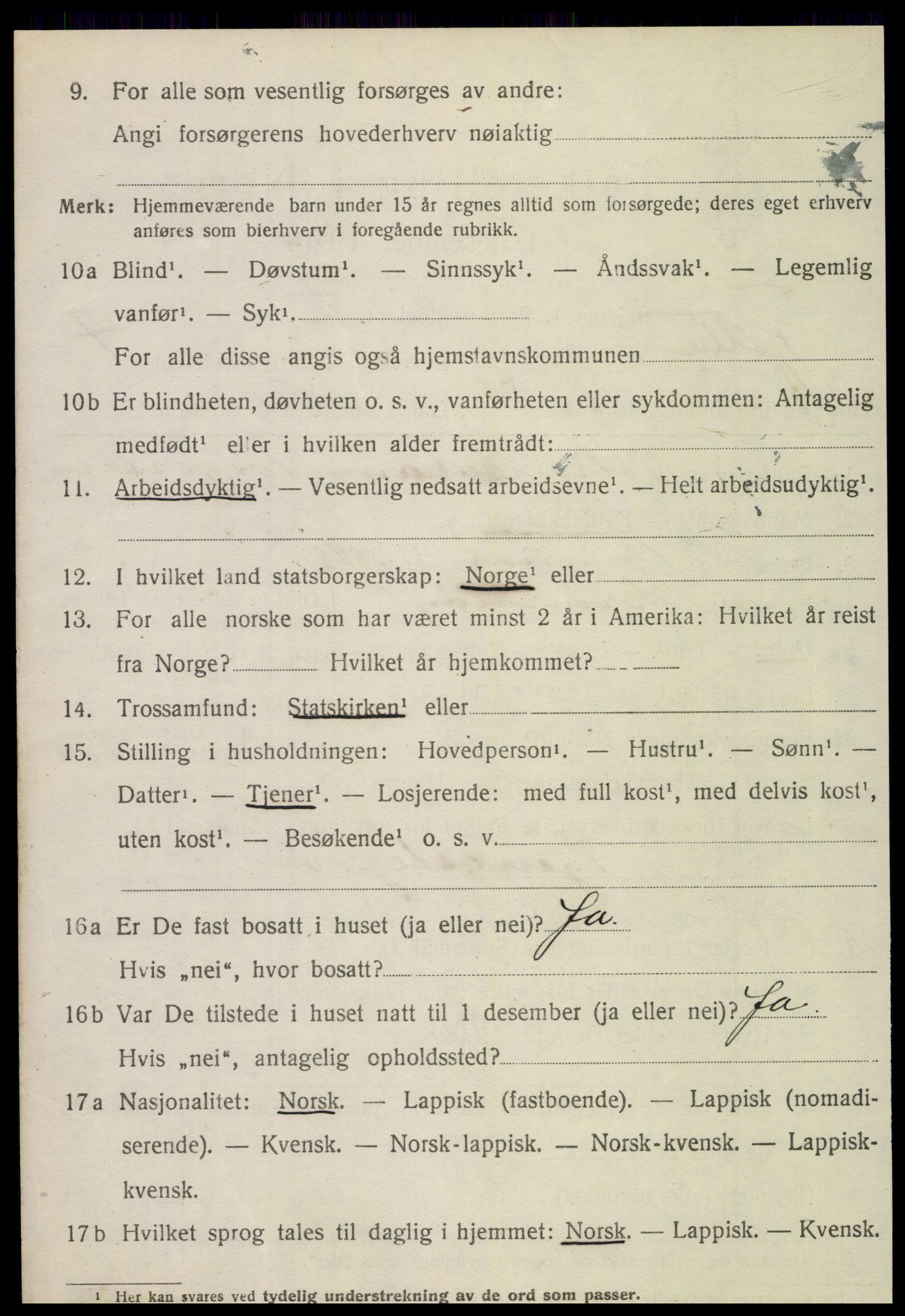 SAT, 1920 census for Tjøtta, 1920, p. 3420