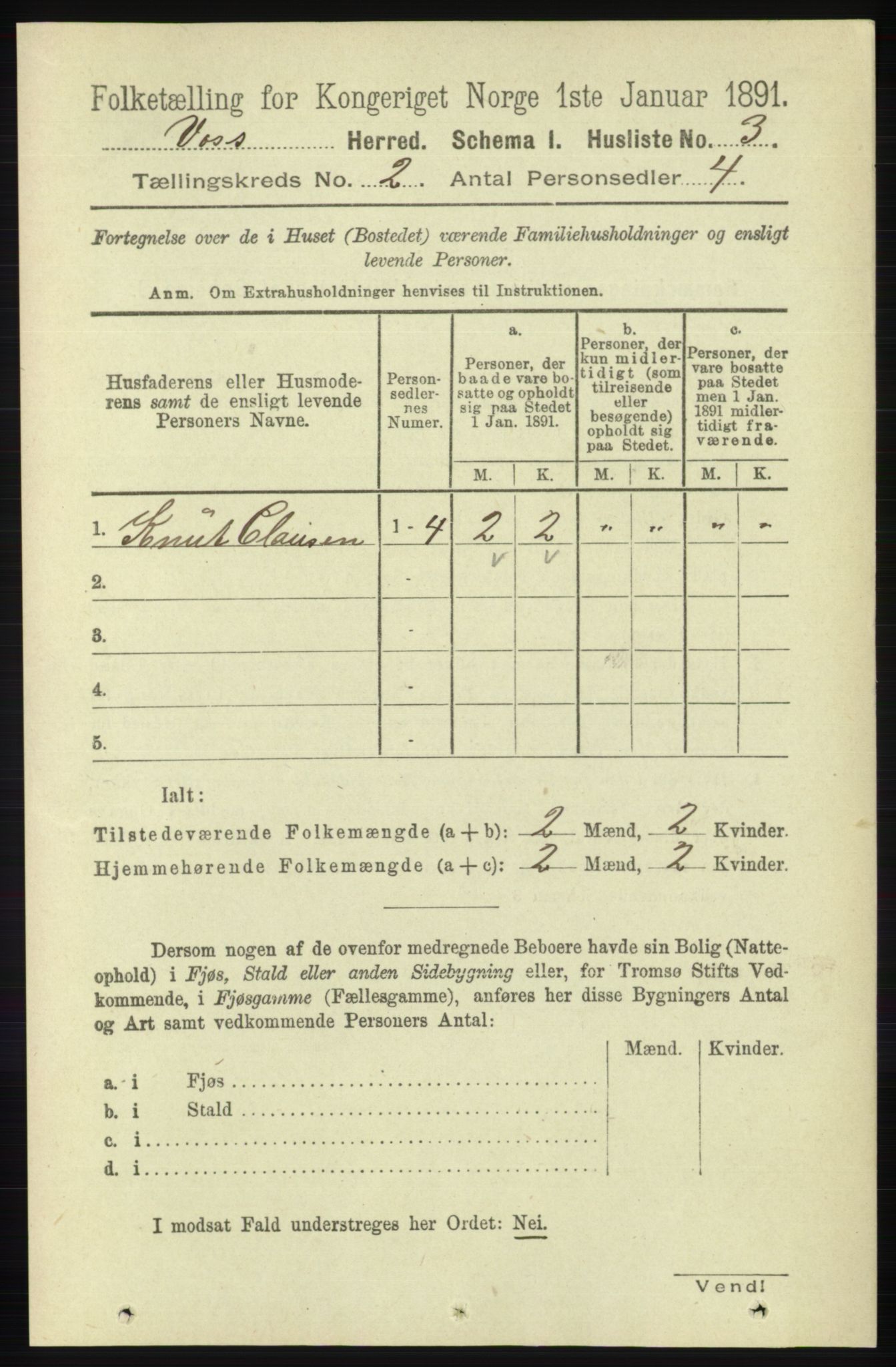 RA, 1891 census for 1235 Voss, 1891, p. 545