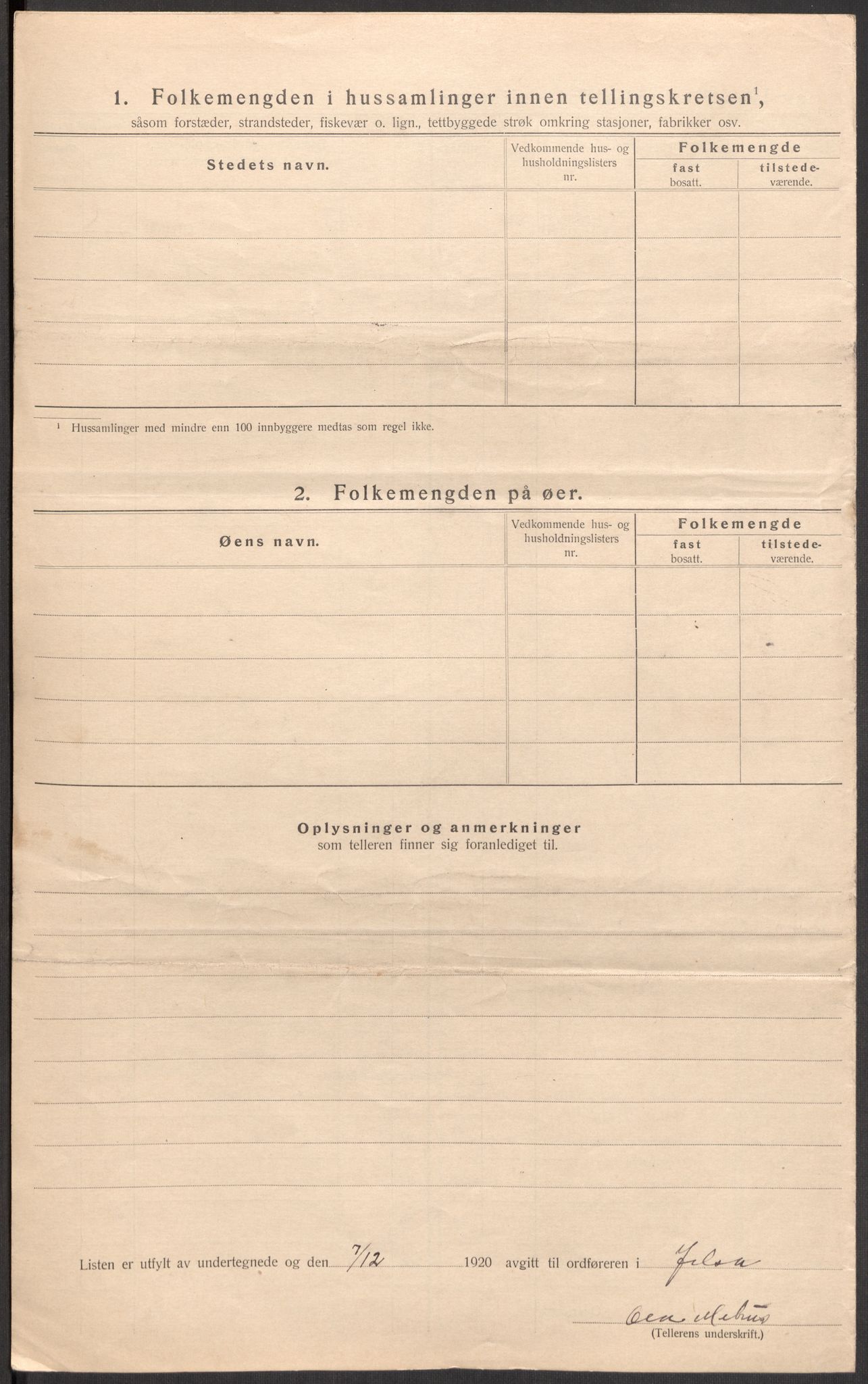 SAST, 1920 census for Jelsa, 1920, p. 42