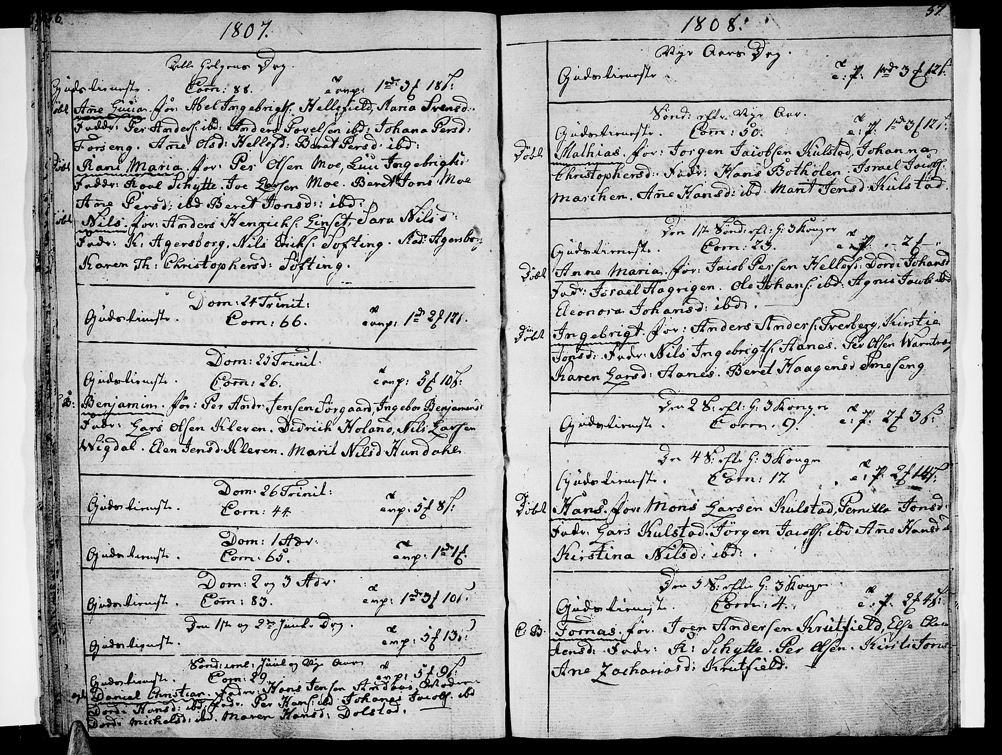 Ministerialprotokoller, klokkerbøker og fødselsregistre - Nordland, SAT/A-1459/820/L0287: Parish register (official) no. 820A08, 1800-1819, p. 56-57
