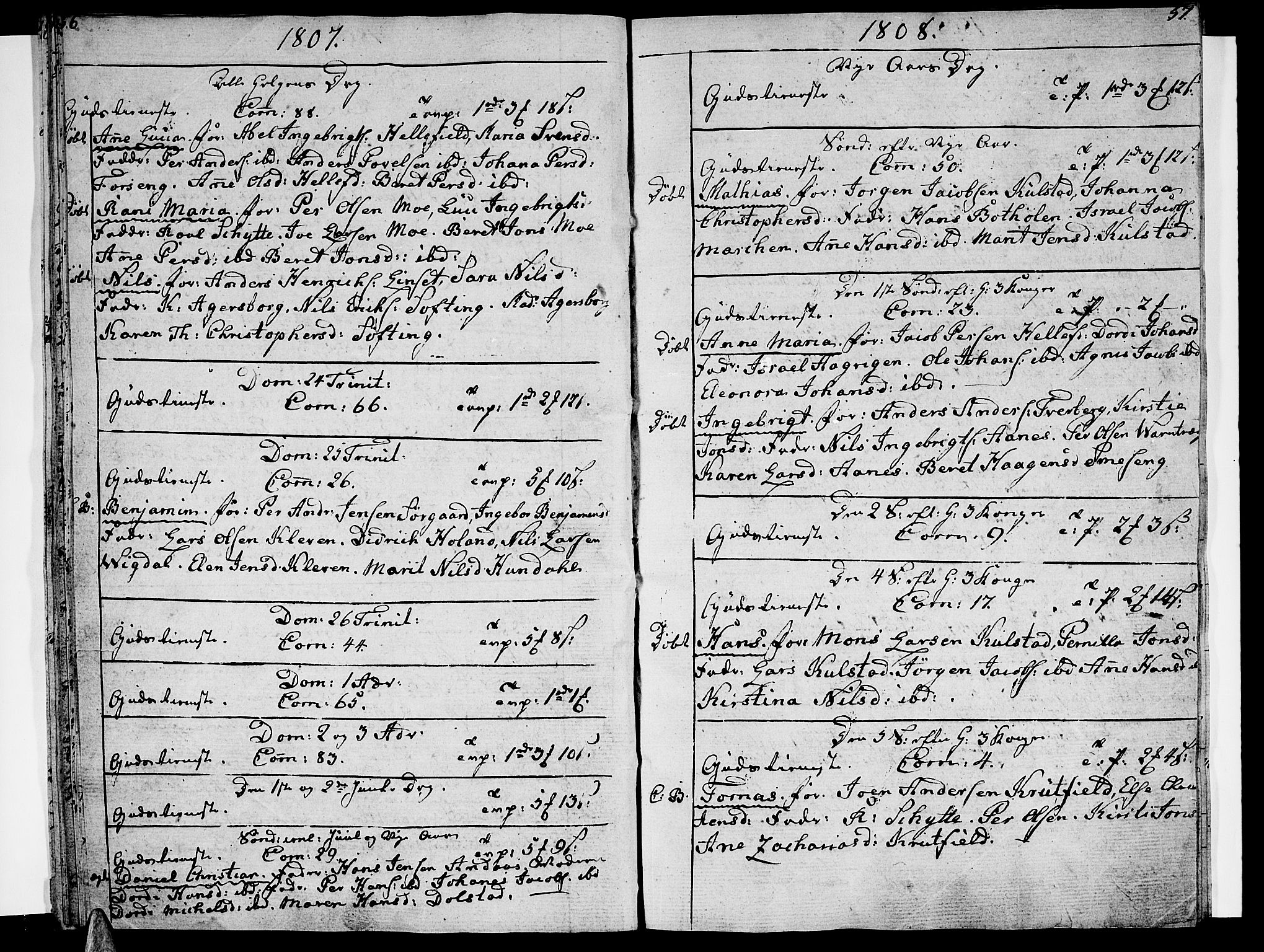 Ministerialprotokoller, klokkerbøker og fødselsregistre - Nordland, AV/SAT-A-1459/820/L0287: Parish register (official) no. 820A08, 1800-1819, p. 56-57