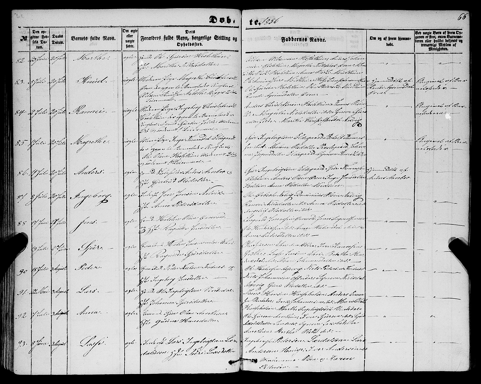 Lærdal sokneprestembete, AV/SAB-A-81201: Parish register (official) no. A 11, 1850-1866, p. 66