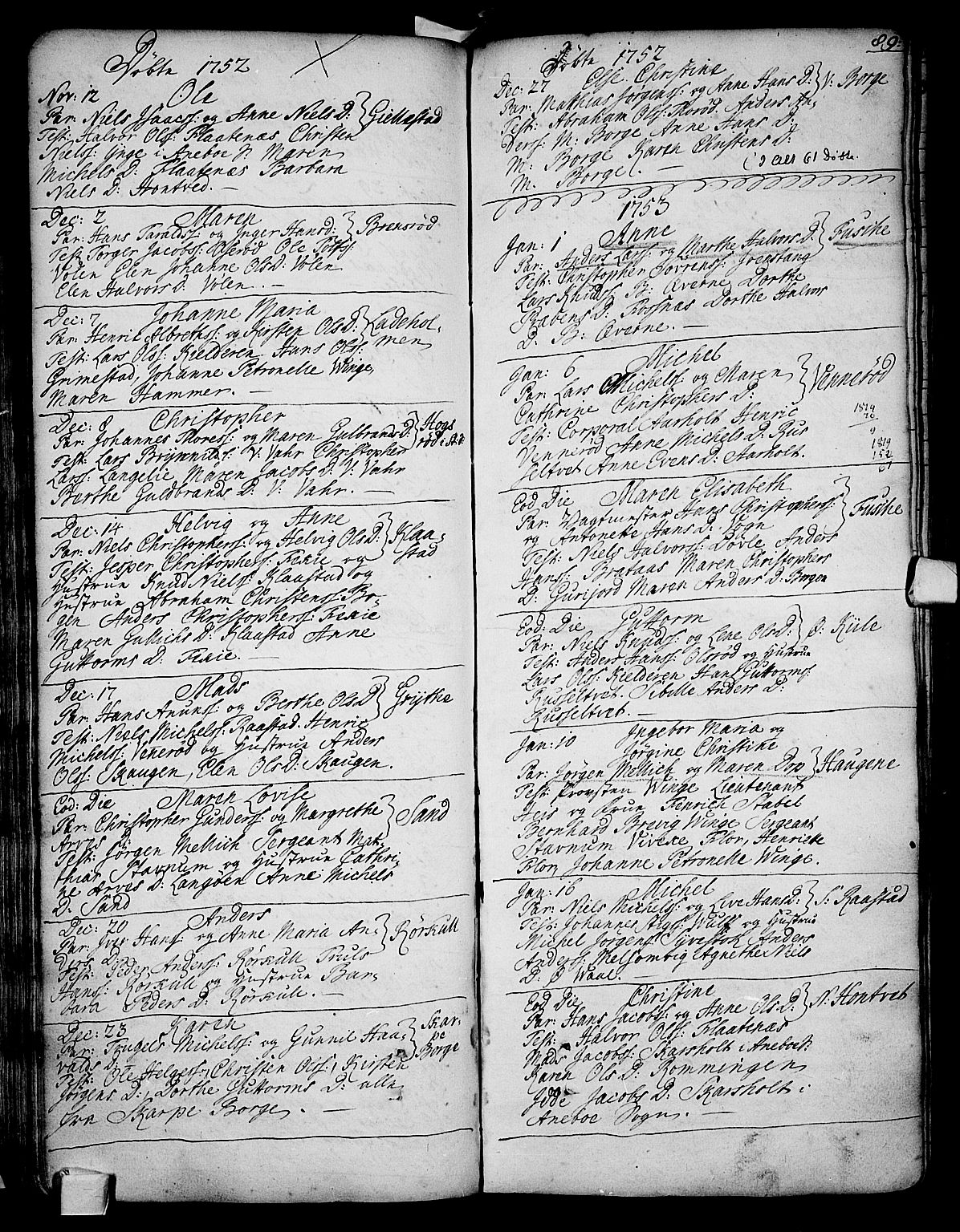 Stokke kirkebøker, AV/SAKO-A-320/F/Fa/L0002: Parish register (official) no. I 2, 1732-1770, p. 89