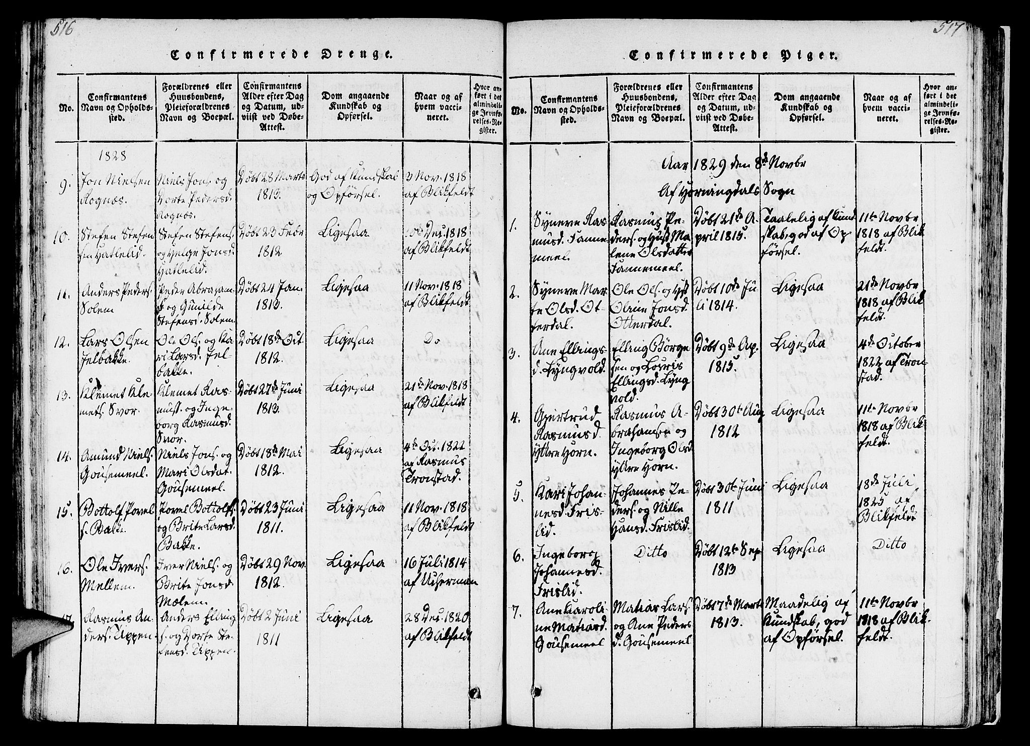 Eid sokneprestembete, SAB/A-82301/H/Haa/Haaa/L0005: Parish register (official) no. A 5, 1816-1830, p. 516-517