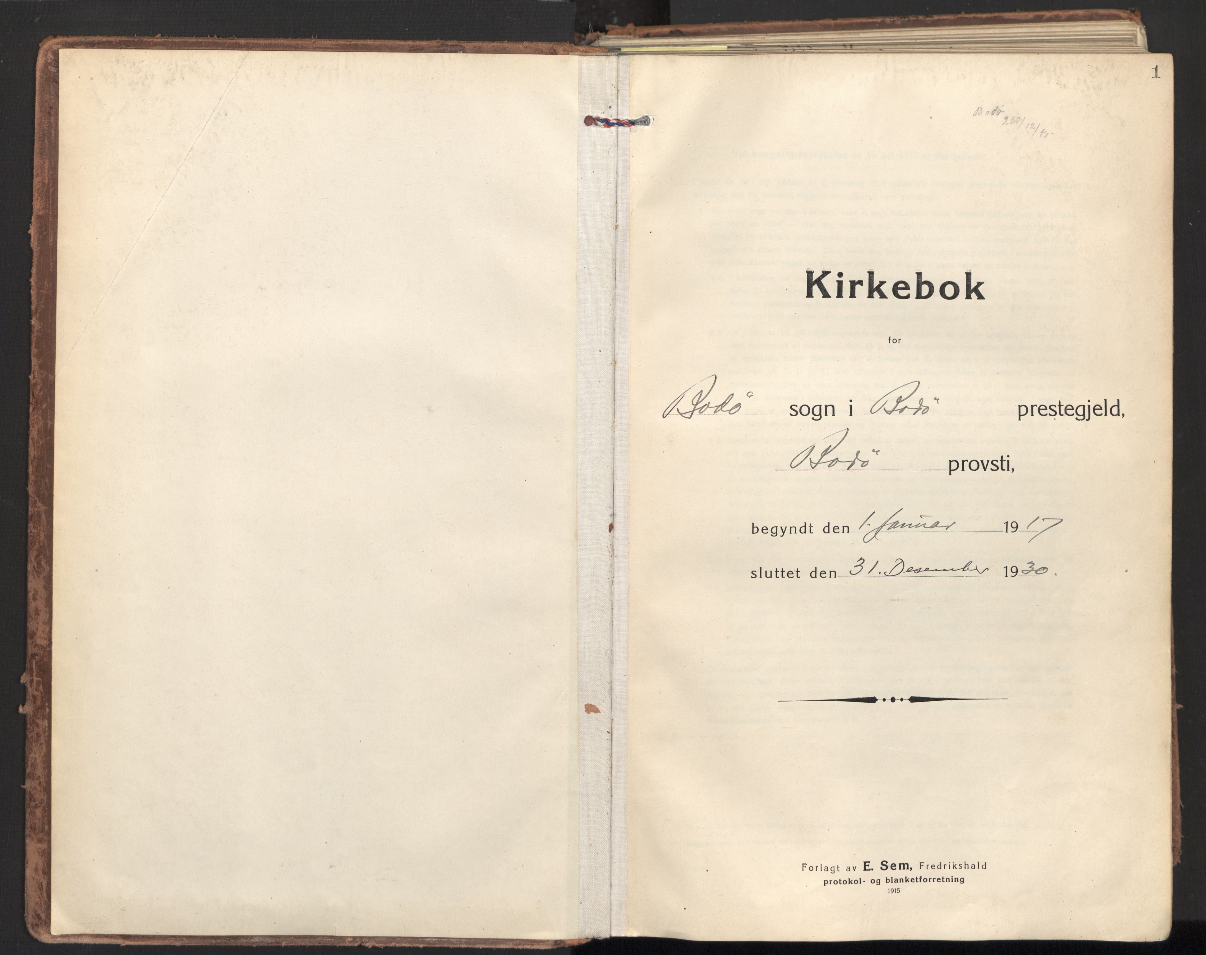 Ministerialprotokoller, klokkerbøker og fødselsregistre - Nordland, SAT/A-1459/801/L0018: Parish register (official) no. 801A18, 1916-1930, p. 1