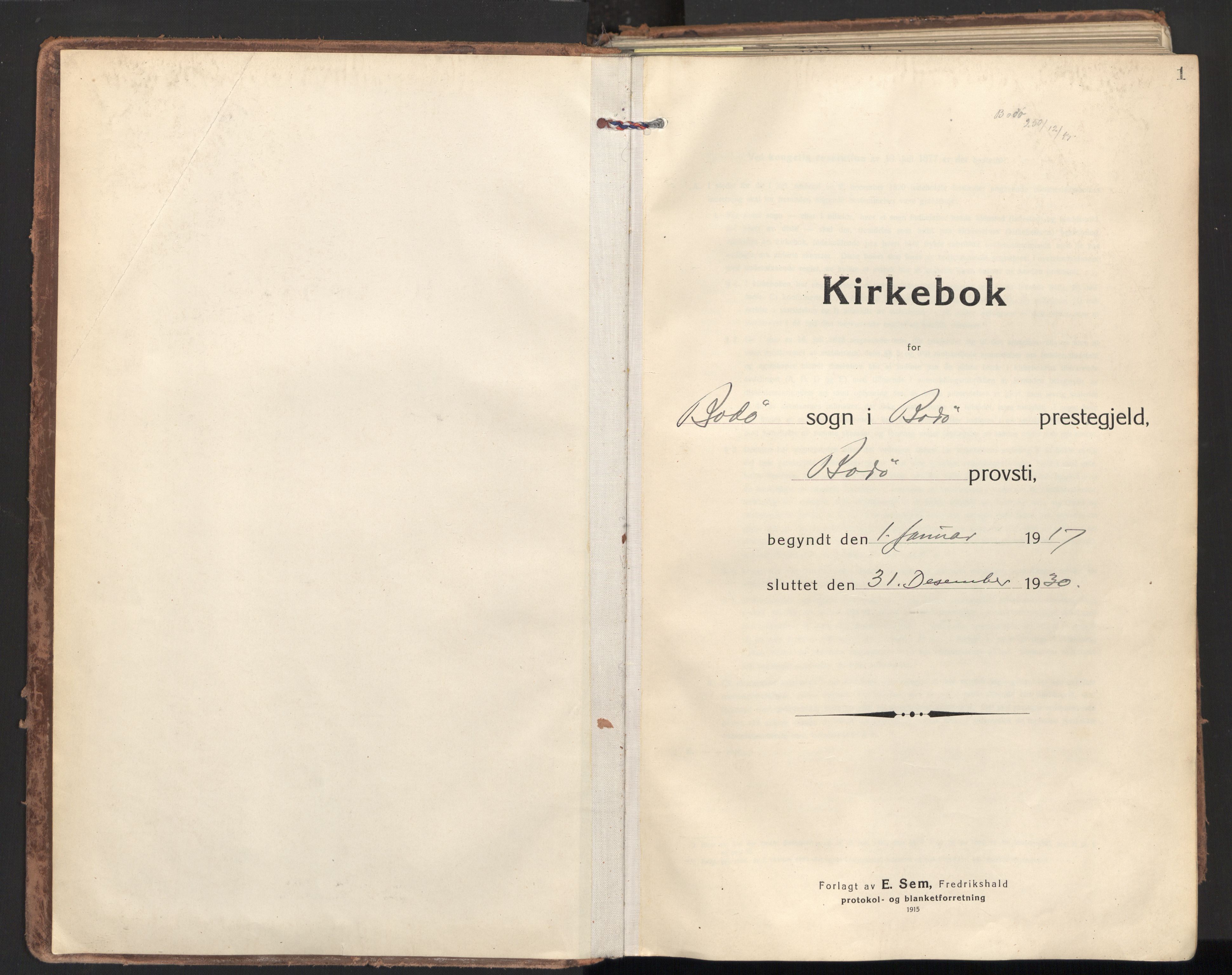 Ministerialprotokoller, klokkerbøker og fødselsregistre - Nordland, AV/SAT-A-1459/801/L0018: Parish register (official) no. 801A18, 1916-1930, p. 1