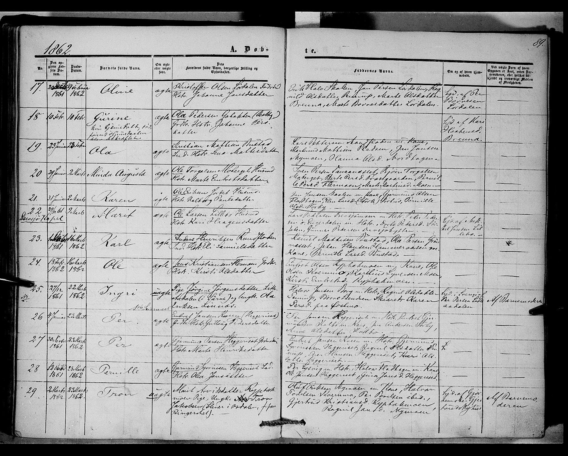 Trysil prestekontor, AV/SAH-PREST-046/H/Ha/Haa/L0005: Parish register (official) no. 5, 1851-1865, p. 89