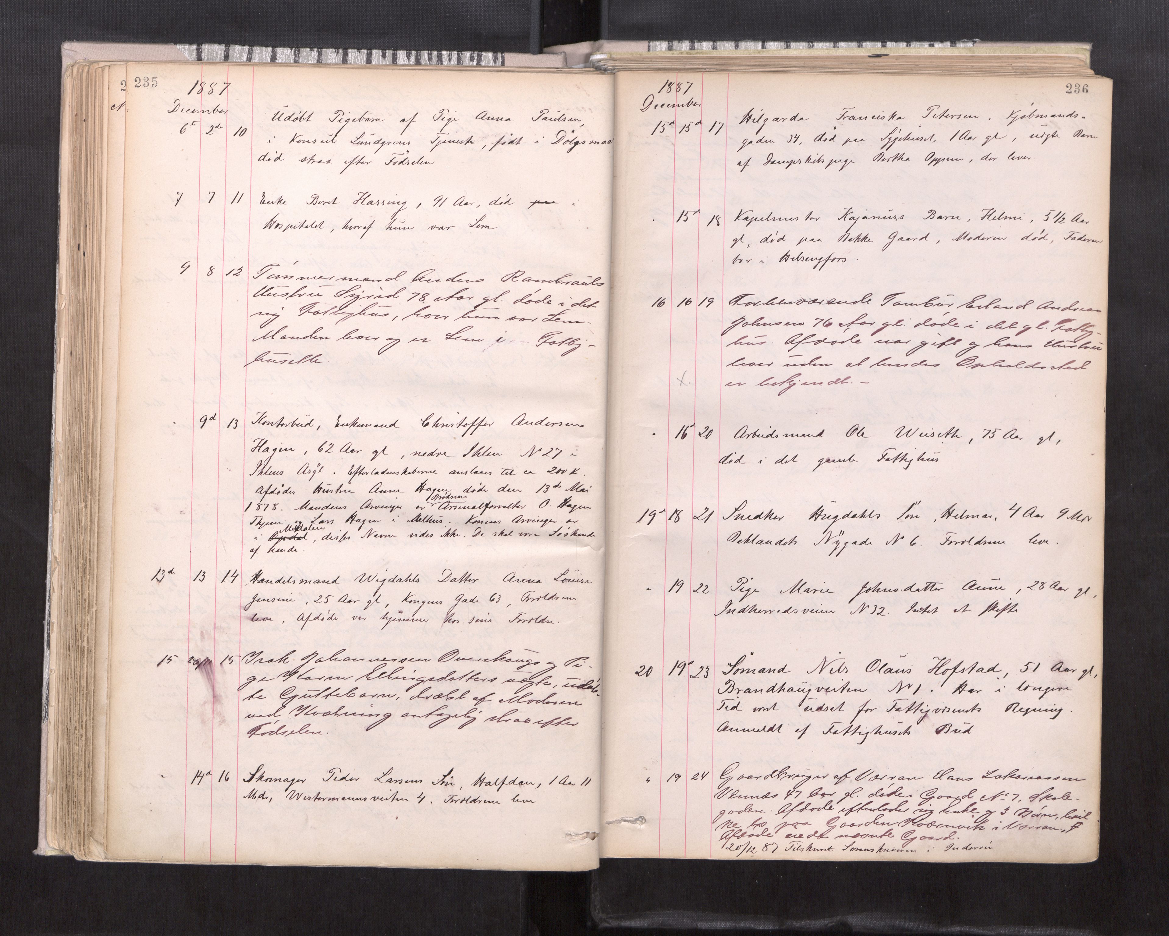 Trondheim byfogd, AV/SAT-A-0003/1/3/3L/L0003: Dødsanmeldelsesprotokoll, 1884-1891, p. 235-236