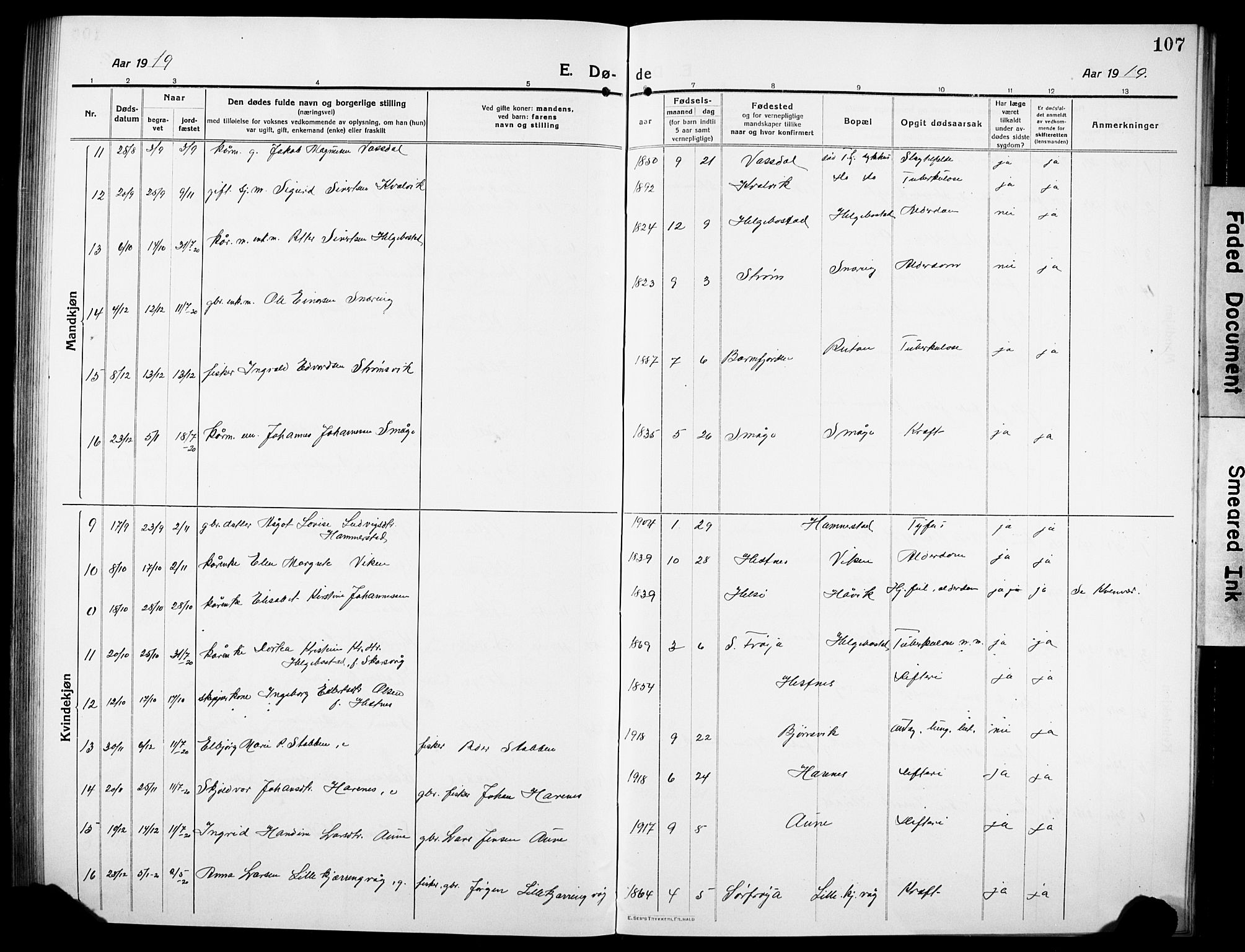 Ministerialprotokoller, klokkerbøker og fødselsregistre - Sør-Trøndelag, AV/SAT-A-1456/634/L0543: Parish register (copy) no. 634C05, 1917-1928, p. 107