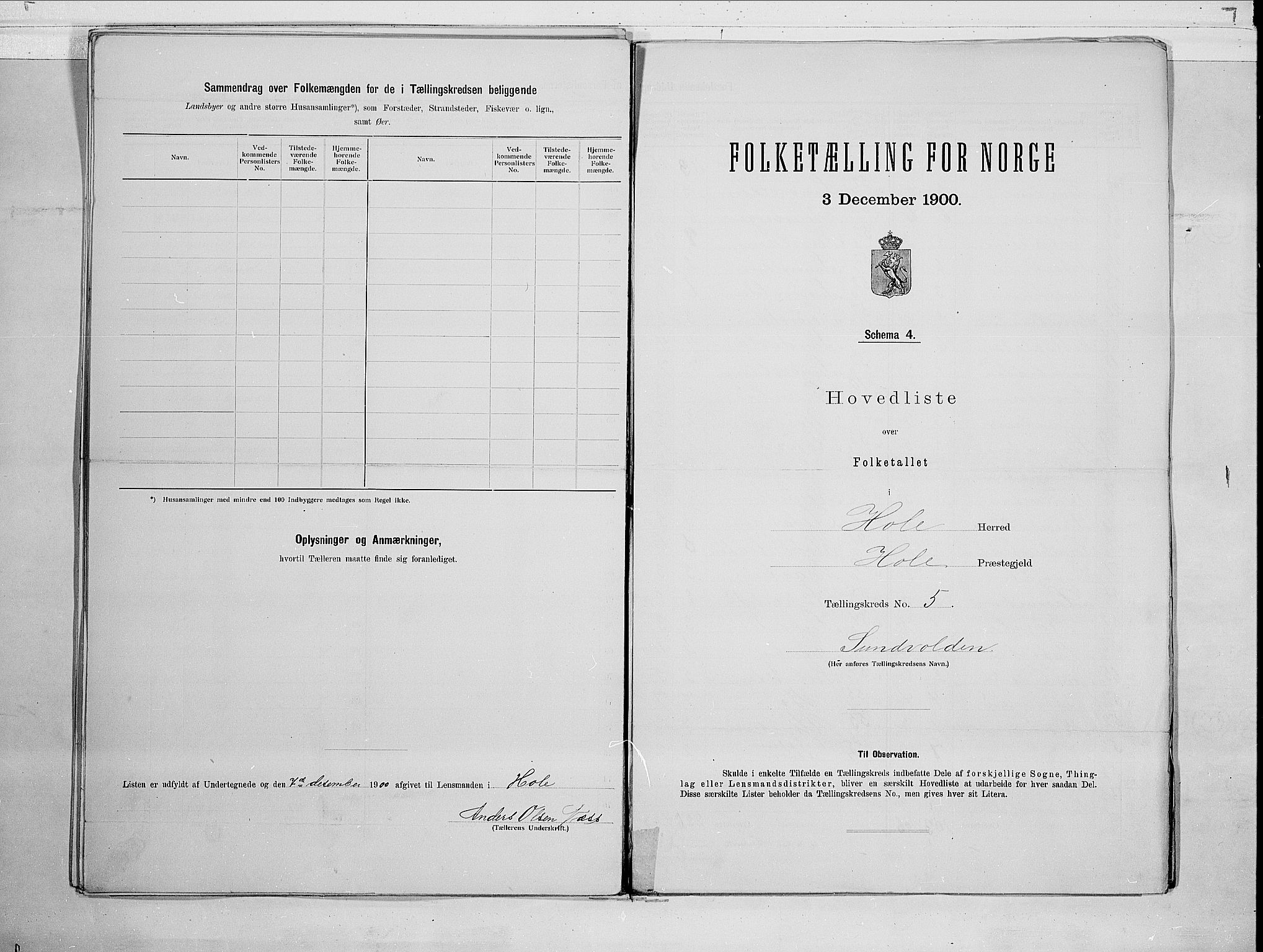 RA, 1900 census for Hole, 1900, p. 16