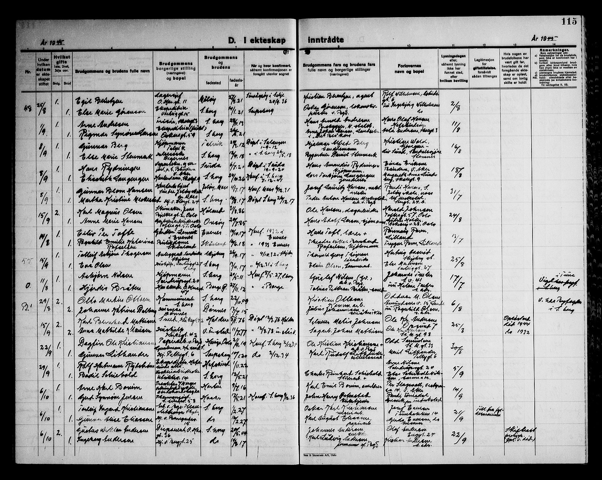 Sarpsborg prestekontor Kirkebøker, AV/SAO-A-2006/G/Ga/L0004: Parish register (copy) no. 4, 1929-1949, p. 115