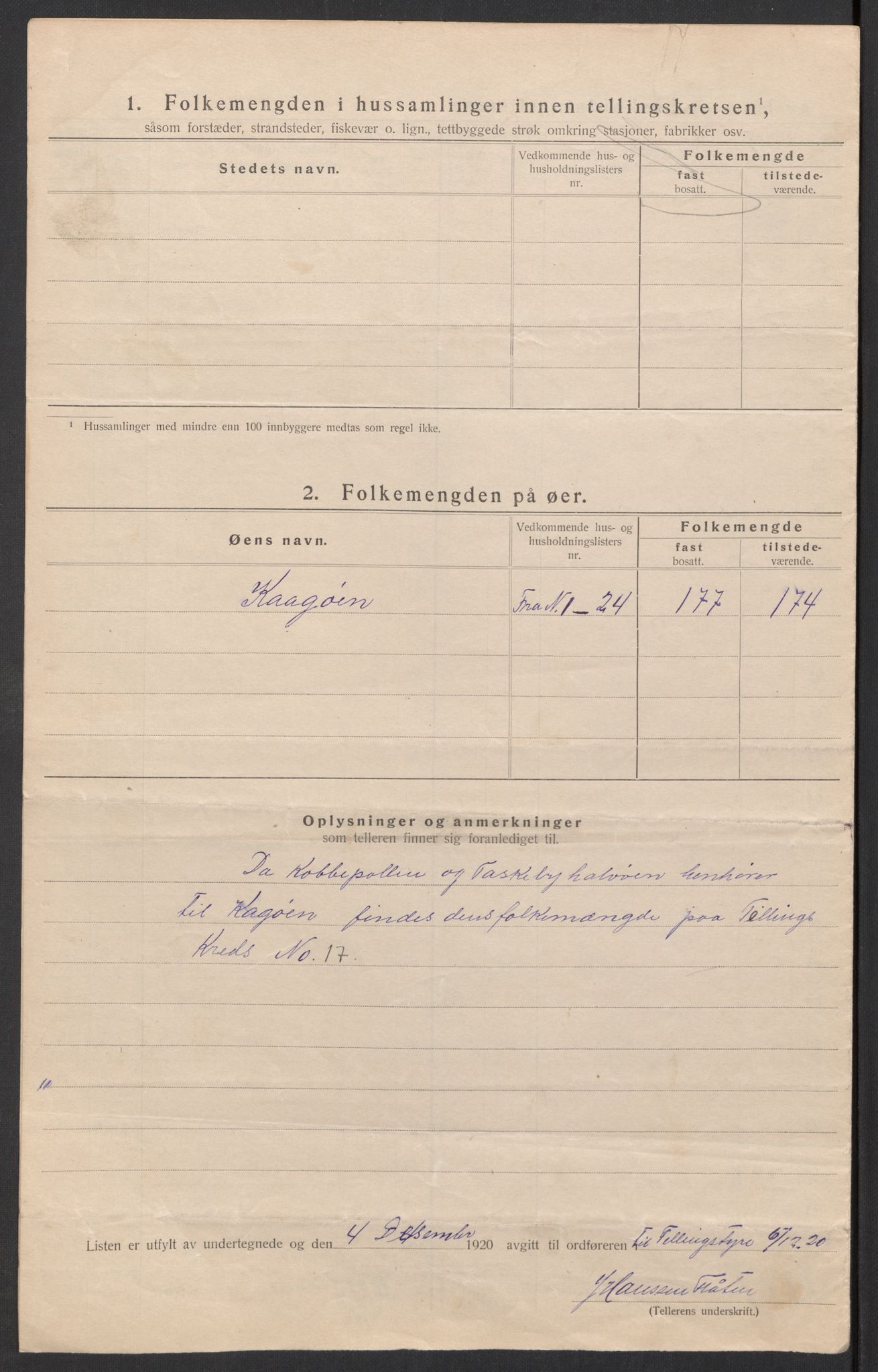SATØ, 1920 census for Skjervøy, 1920, p. 20