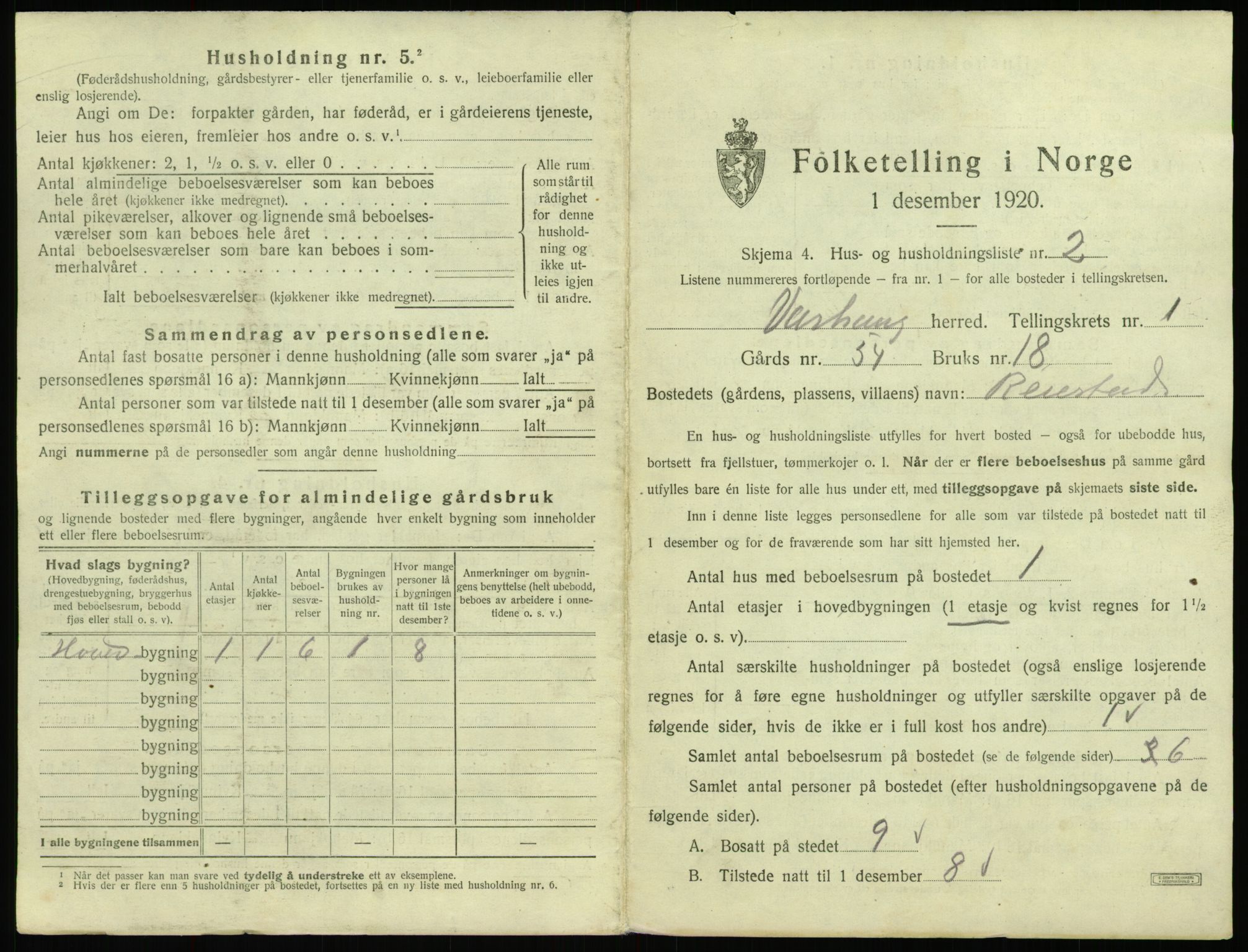 SAST, 1920 census for Varhaug, 1920, p. 31