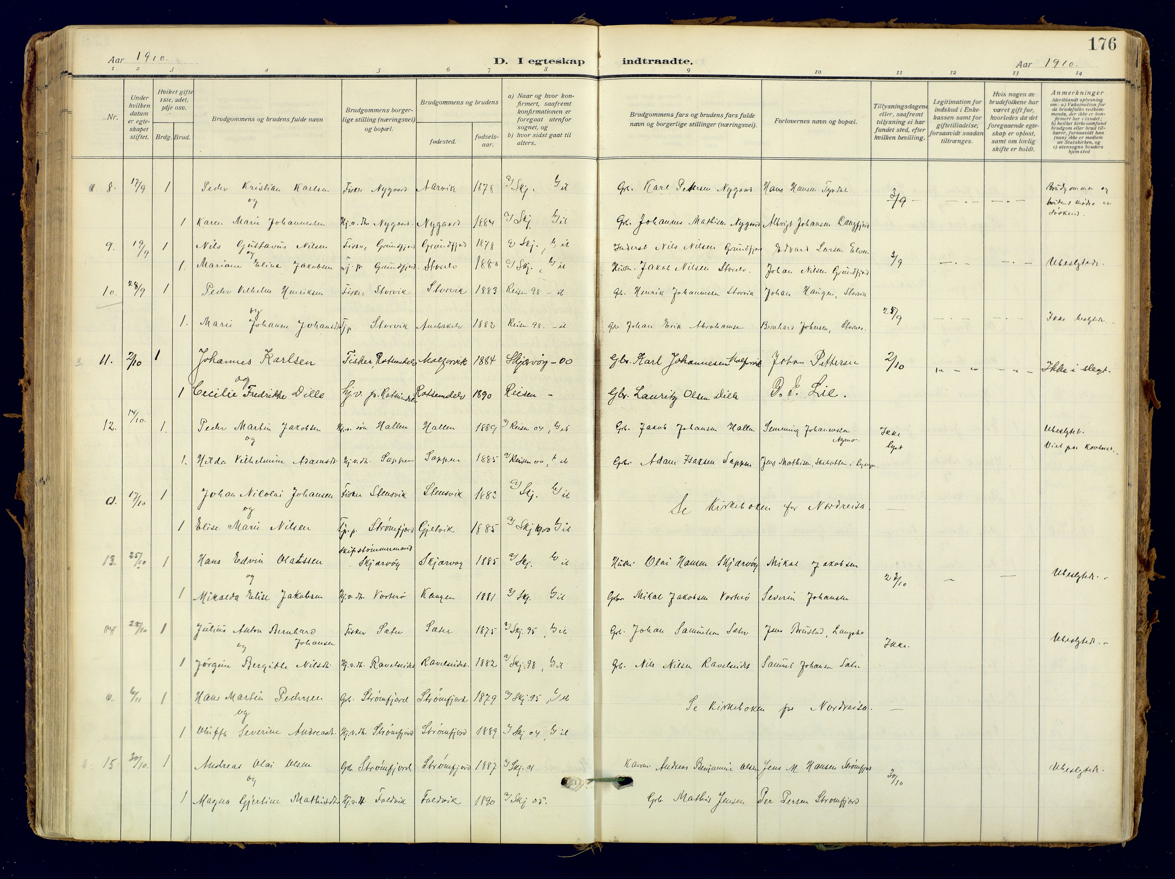 Skjervøy sokneprestkontor, AV/SATØ-S-1300/H/Ha/Haa: Parish register (official) no. 18, 1910-1926, p. 176