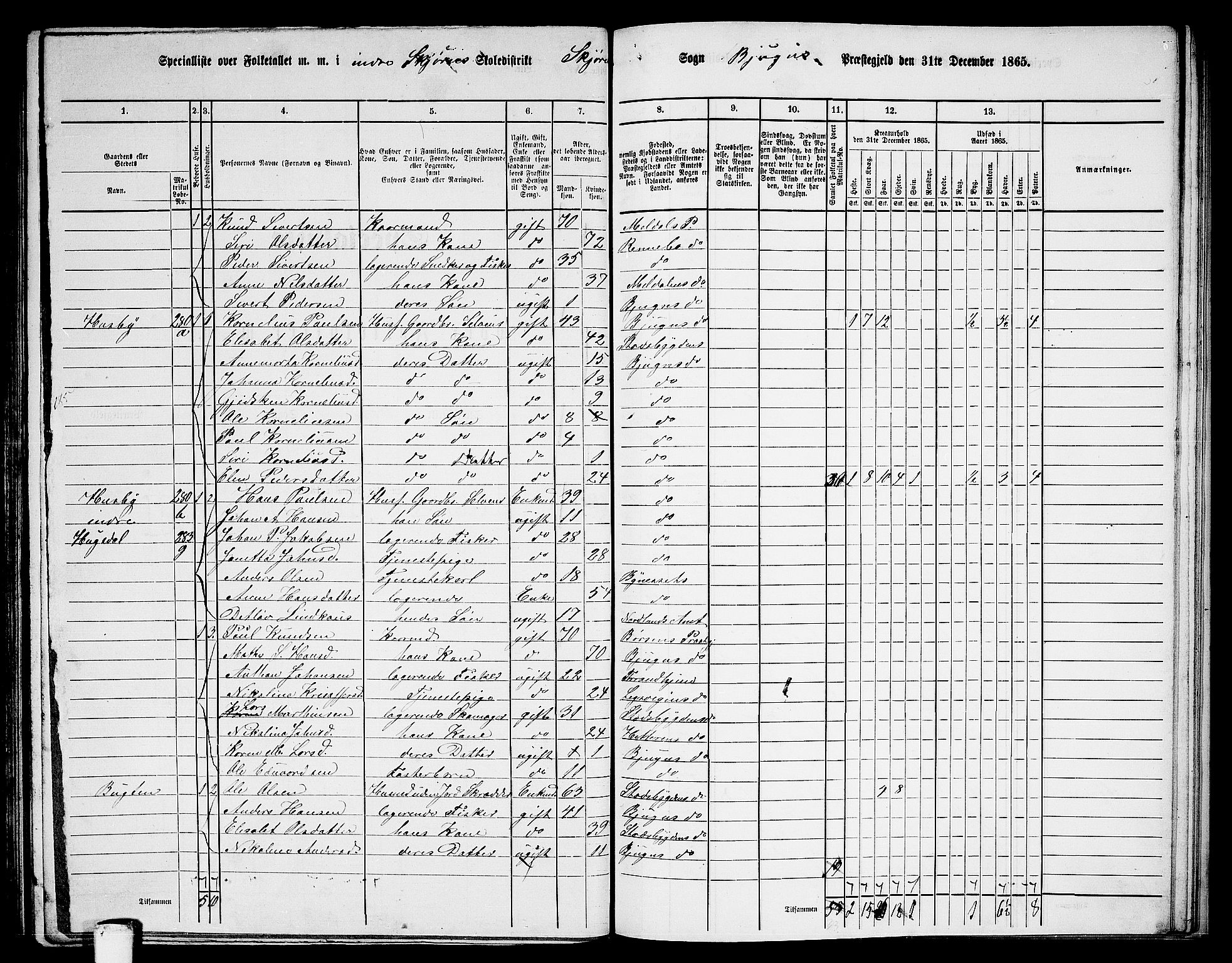 RA, 1865 census for Bjugn, 1865, p. 121