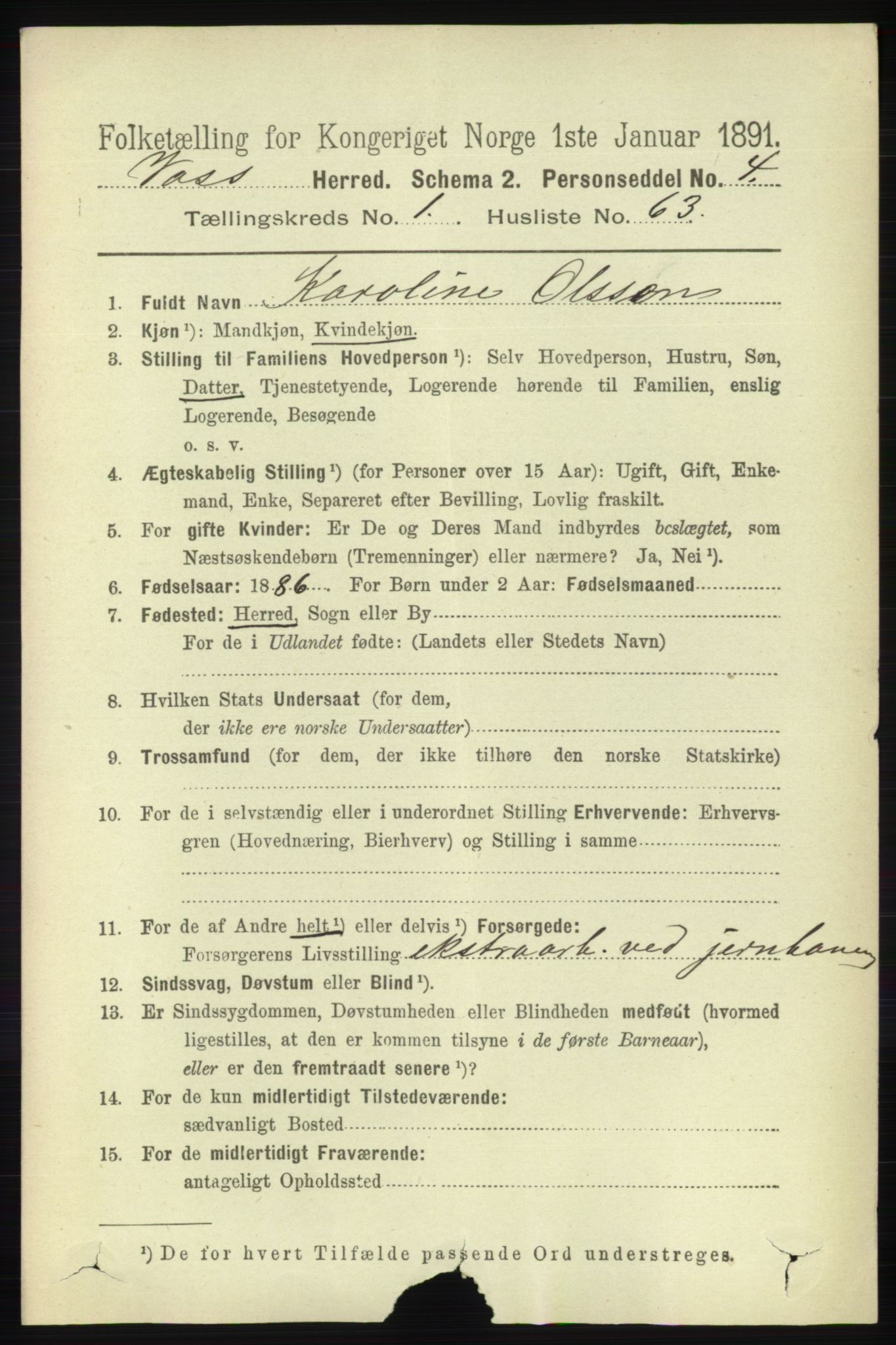 RA, 1891 census for 1235 Voss, 1891, p. 539