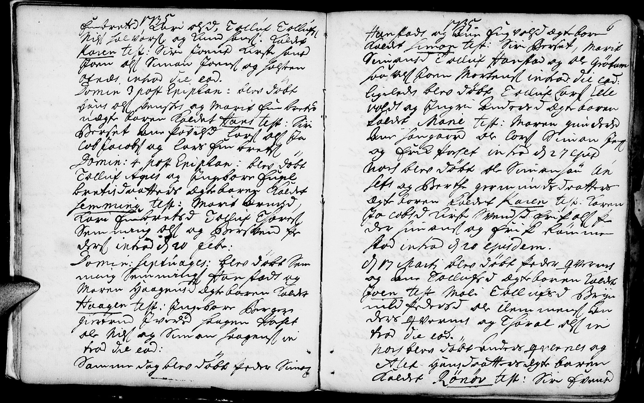 Rendalen prestekontor, SAH/PREST-054/H/Ha/Haa/L0001: Parish register (official) no. 1, 1733-1787, p. 6