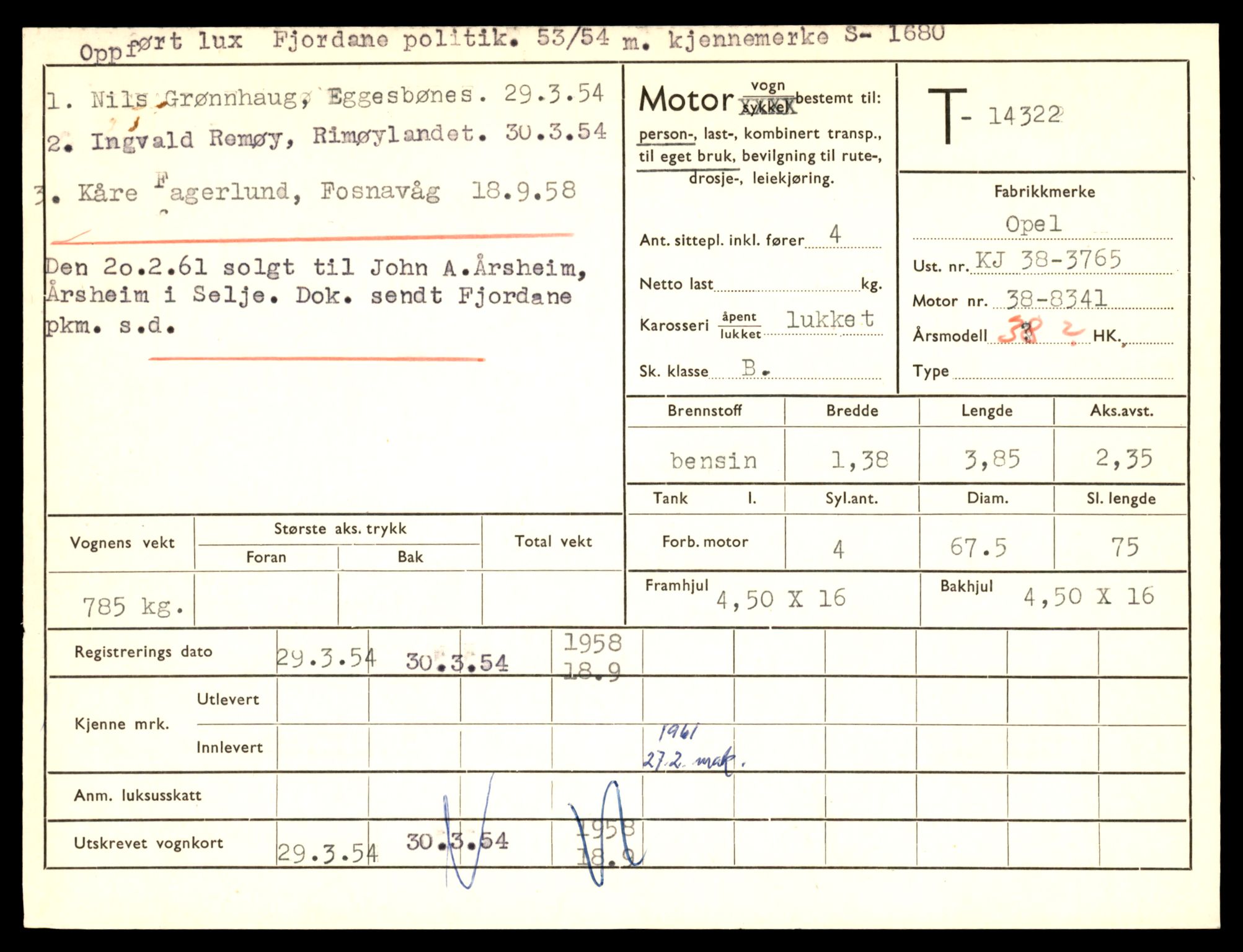 Møre og Romsdal vegkontor - Ålesund trafikkstasjon, AV/SAT-A-4099/F/Fe/L0045: Registreringskort for kjøretøy T 14320 - T 14444, 1927-1998, p. 61