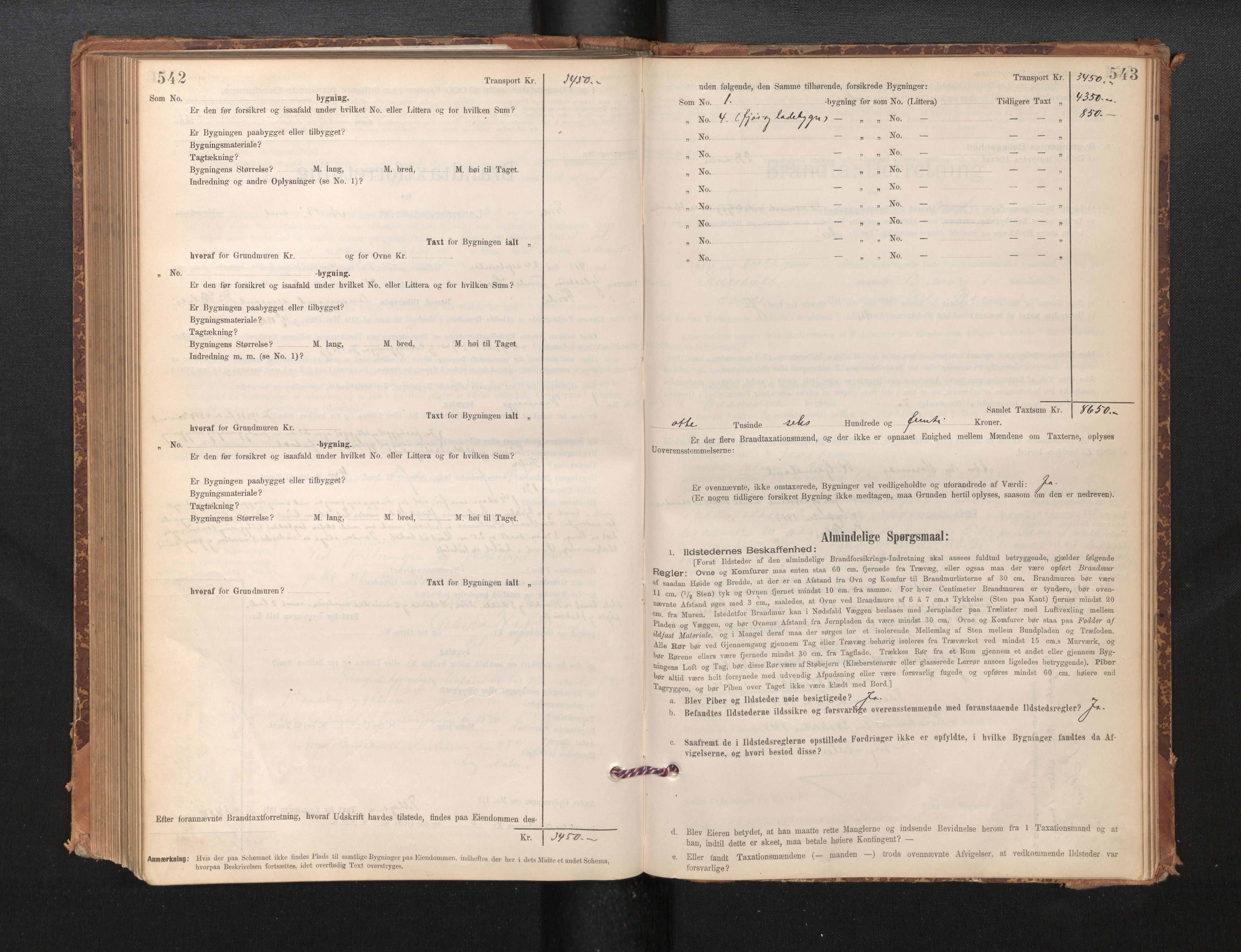 Lensmannen i Førde, AV/SAB-A-27401/0012/L0008: Branntakstprotokoll, skjematakst, 1895-1922, p. 542-543