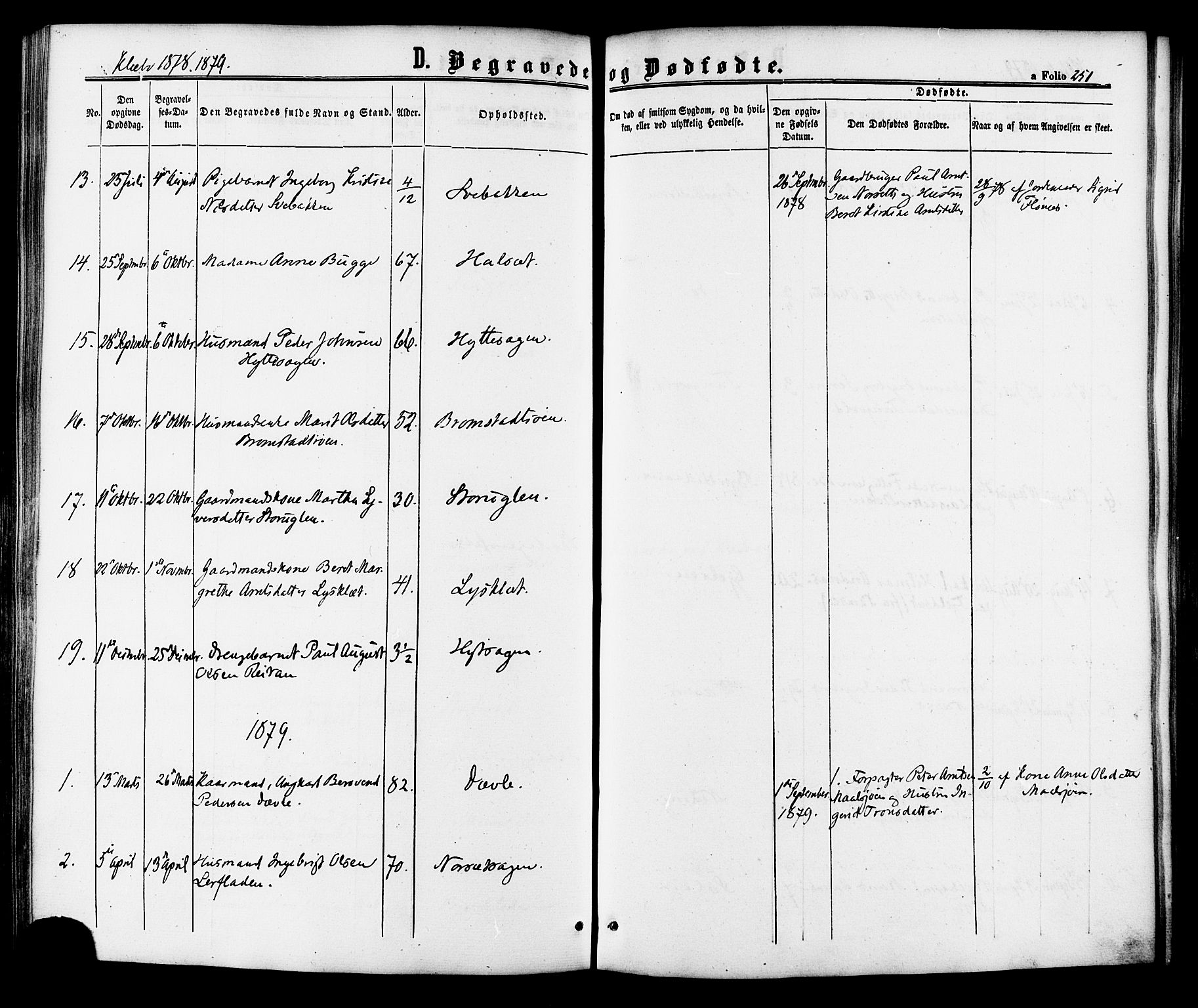 Ministerialprotokoller, klokkerbøker og fødselsregistre - Sør-Trøndelag, SAT/A-1456/618/L0442: Parish register (official) no. 618A06 /1, 1863-1879, p. 251