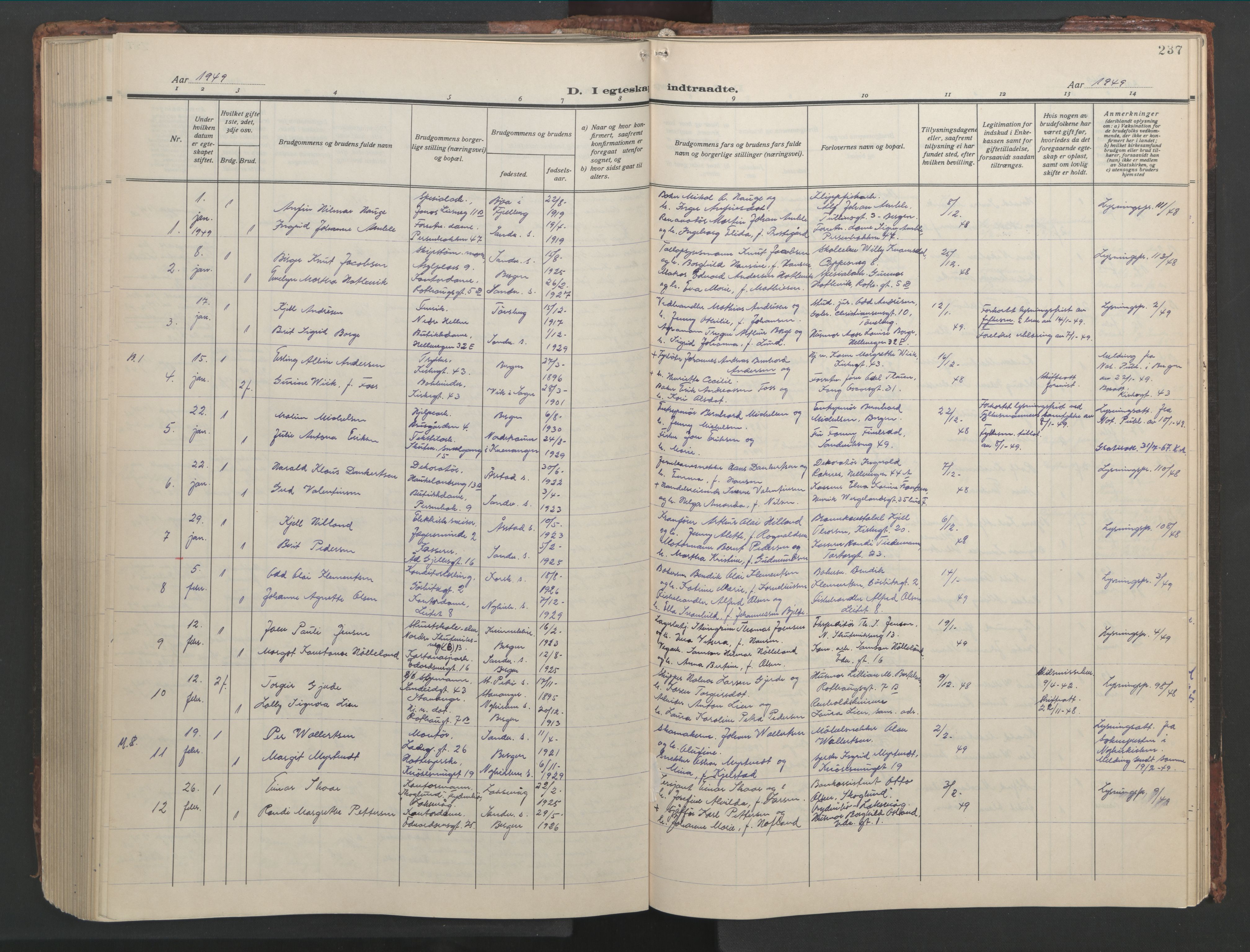 Sandviken Sokneprestembete, SAB/A-77601/H/Hb/L0015: Parish register (copy) no. D 2, 1929-1953, p. 236b-237a
