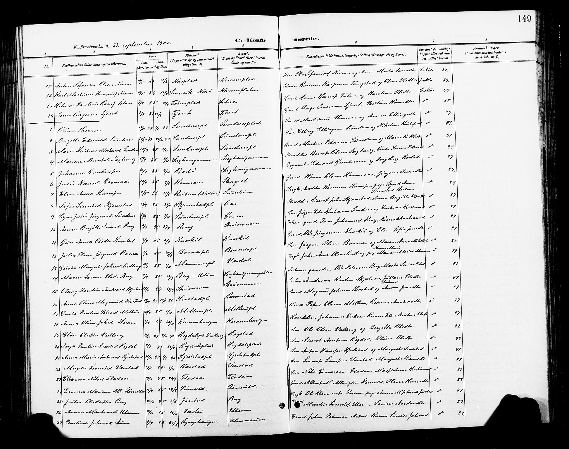 Ministerialprotokoller, klokkerbøker og fødselsregistre - Nord-Trøndelag, SAT/A-1458/730/L0302: Parish register (copy) no. 730C05, 1898-1924, p. 149