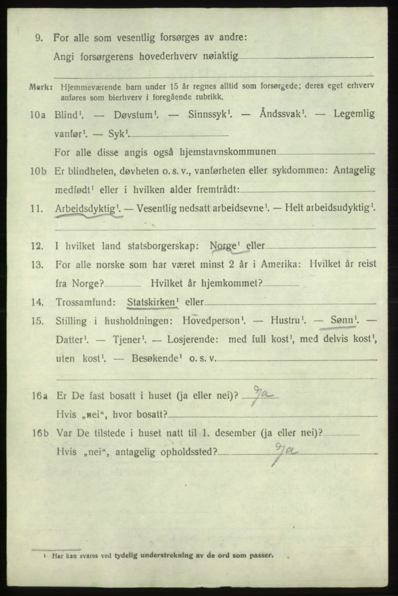 SAB, 1920 census for Fjelberg, 1920, p. 1128