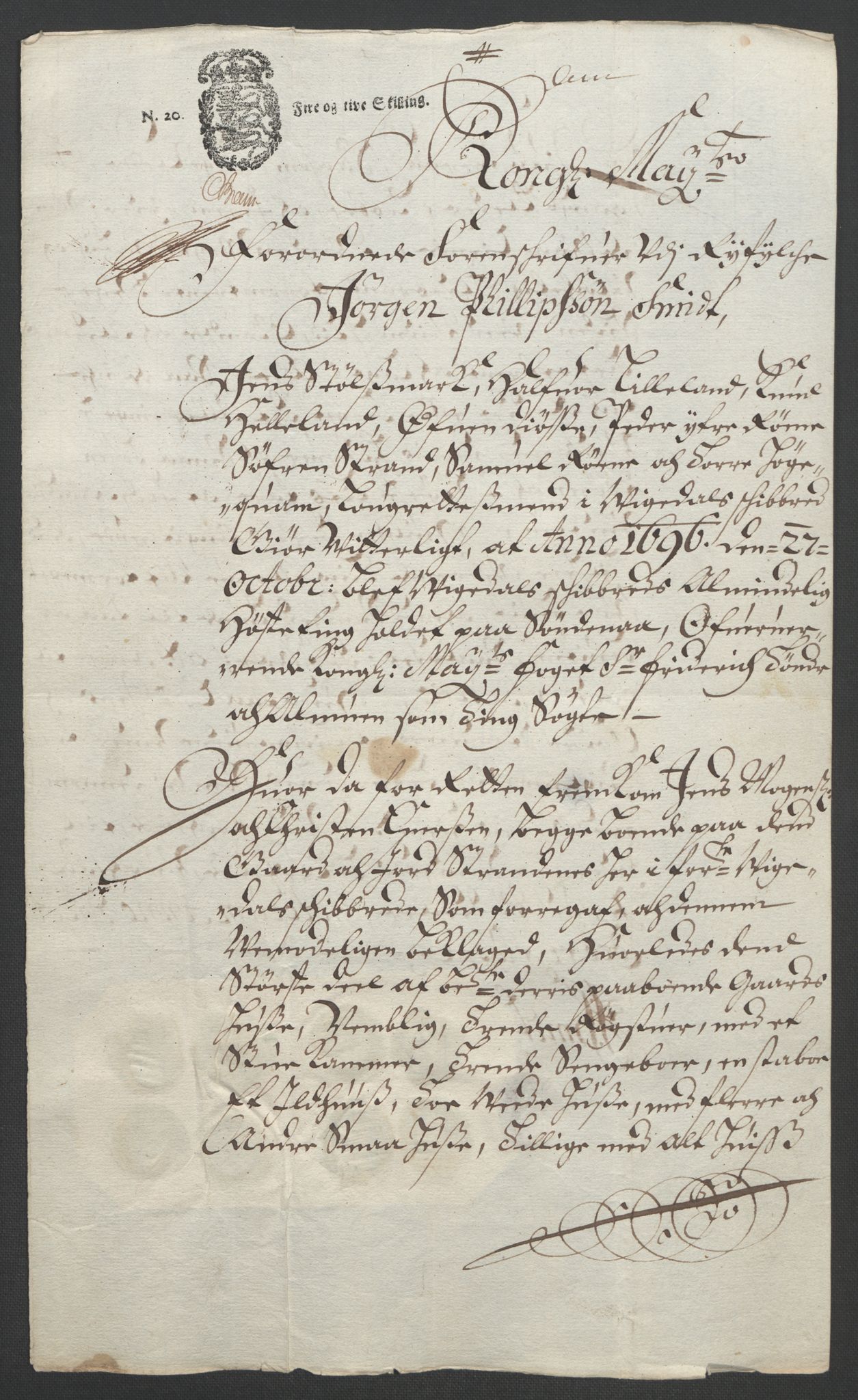 Rentekammeret inntil 1814, Reviderte regnskaper, Fogderegnskap, RA/EA-4092/R47/L2857: Fogderegnskap Ryfylke, 1694-1696, p. 297