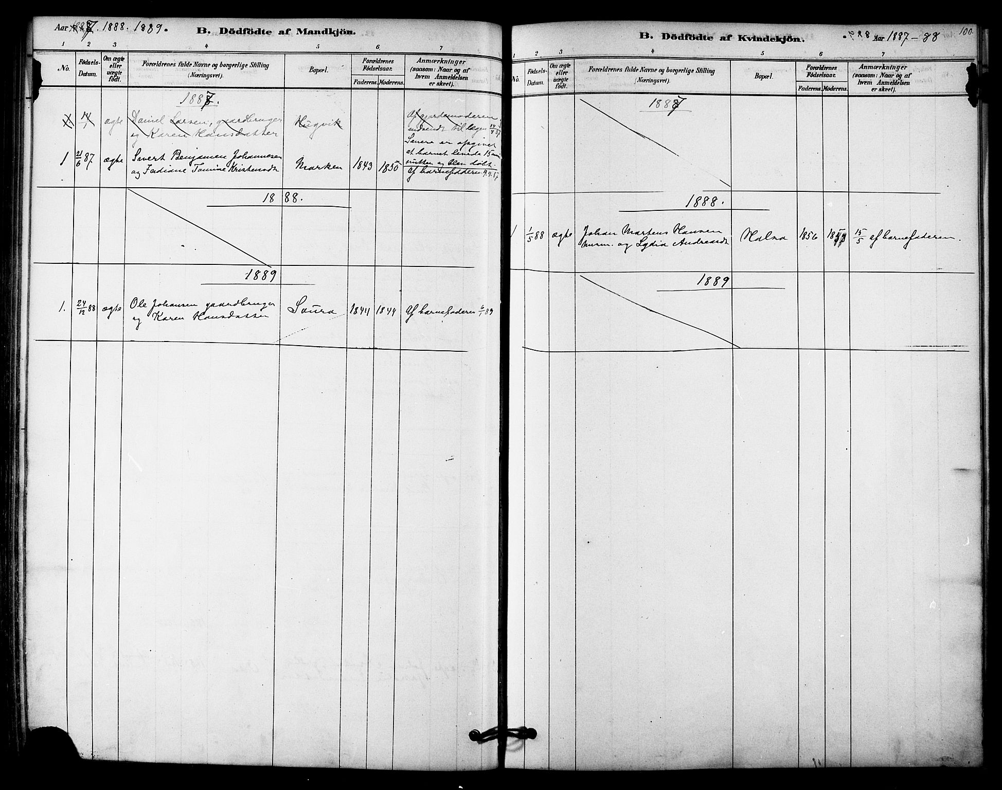 Ministerialprotokoller, klokkerbøker og fødselsregistre - Nordland, SAT/A-1459/843/L0626: Parish register (official) no. 843A01, 1878-1907, p. 100