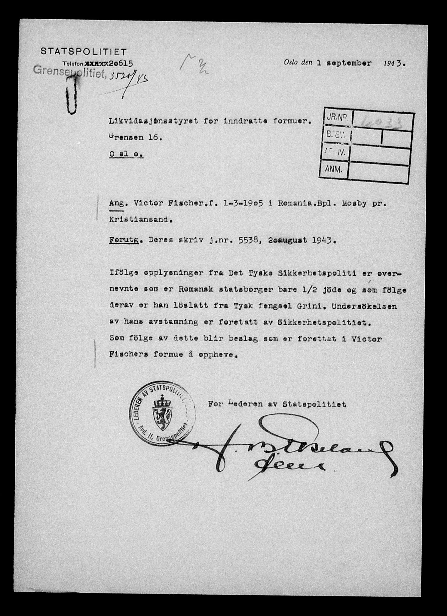 Justisdepartementet, Tilbakeføringskontoret for inndratte formuer, AV/RA-S-1564/H/Hc/Hcd/L0995: --, 1945-1947, p. 383